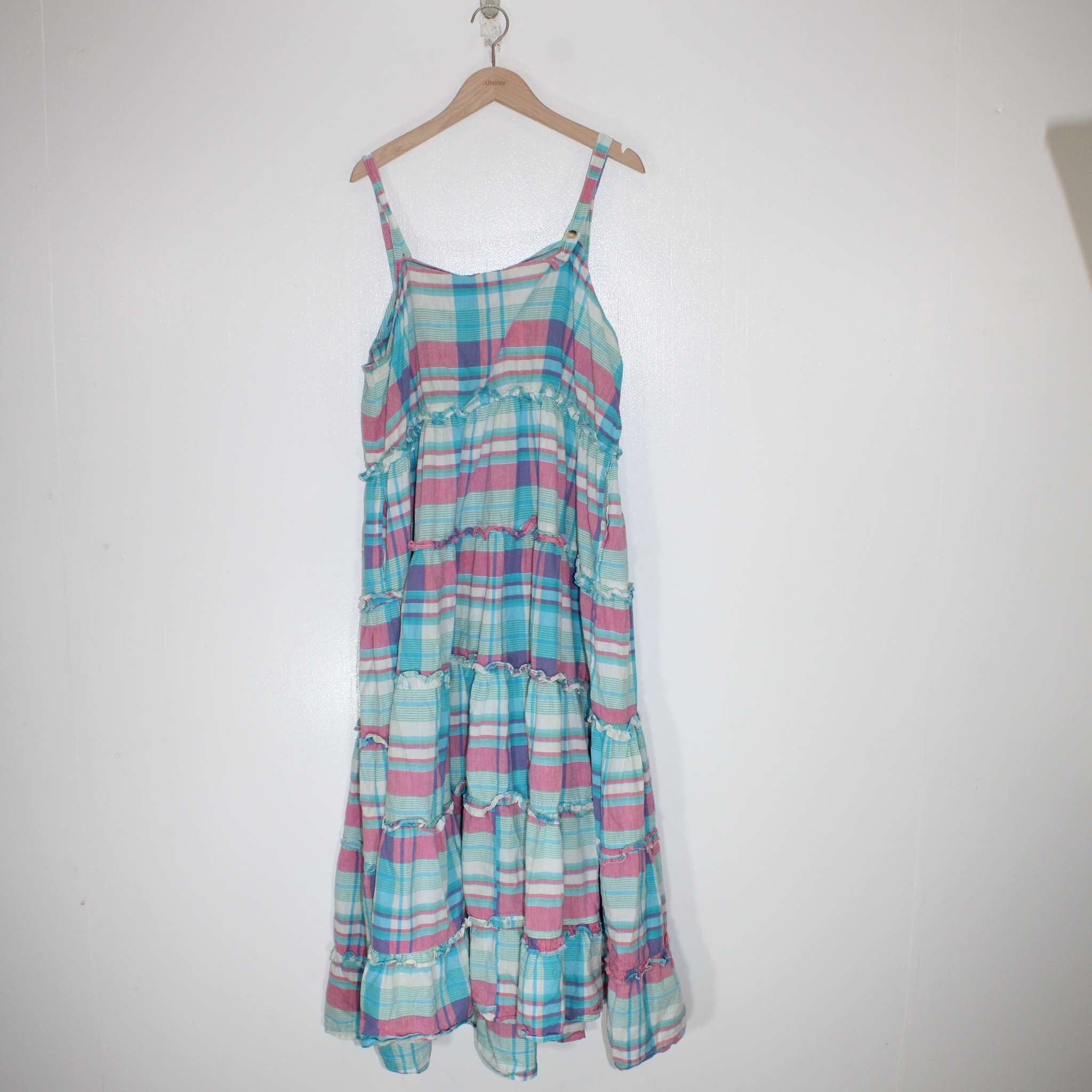 Re-Loved Check Tiered Strappy Midi Dress Size 18