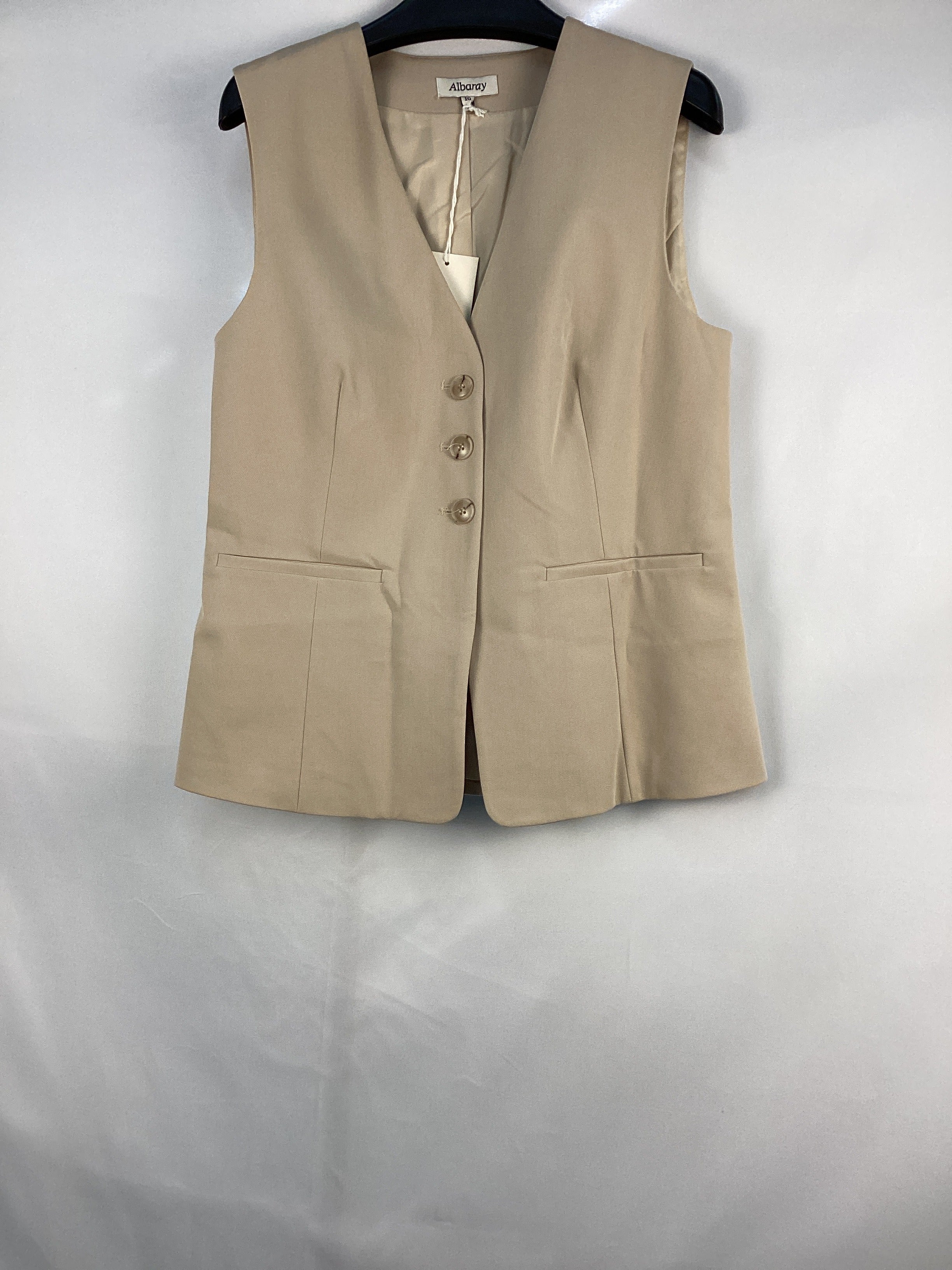 Re-Loved Stone Tailored Cutaway Waistcoat - Size 10