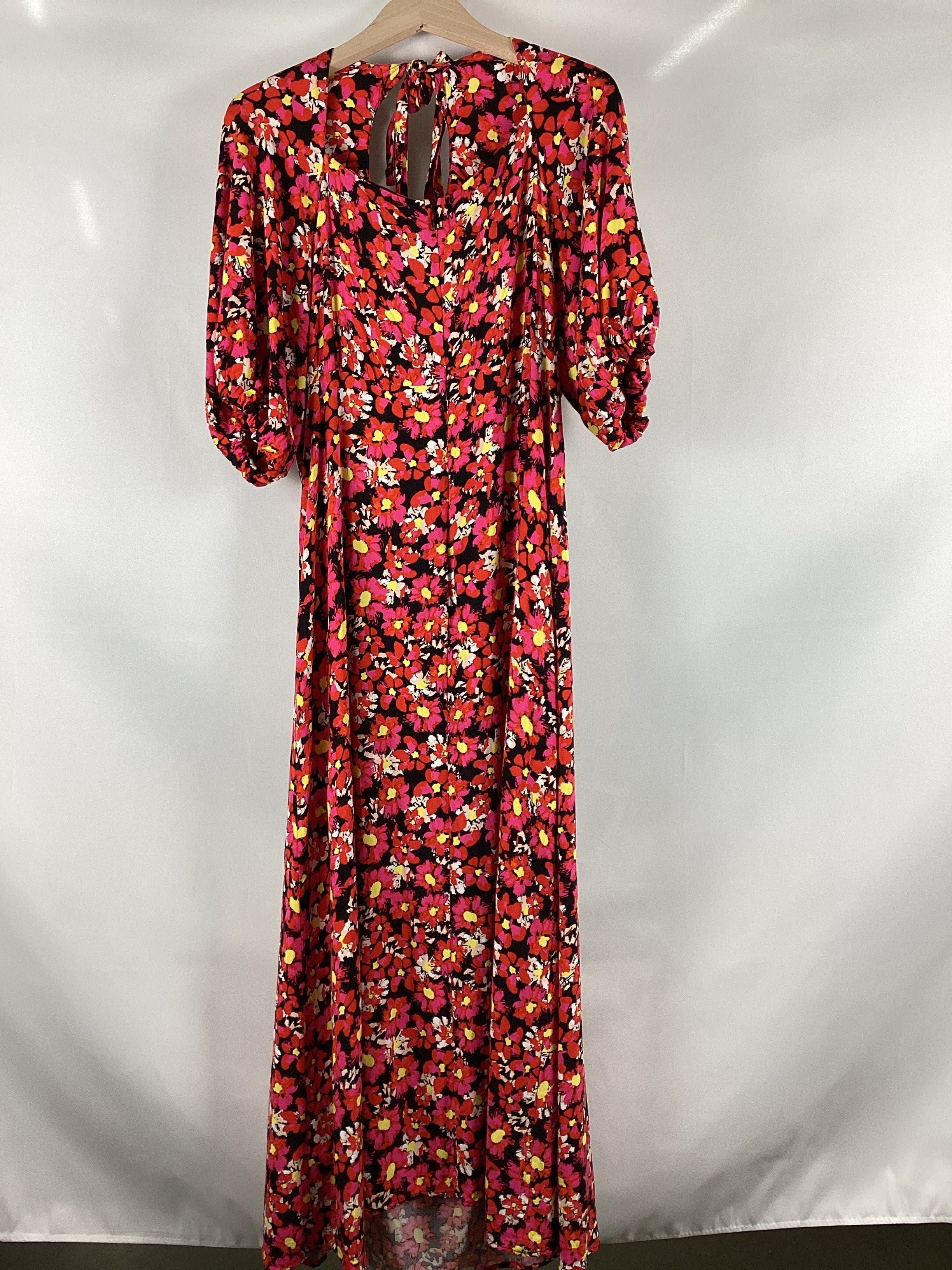 Re-Loved Bold Carnation Print Midi Dress - Size 16