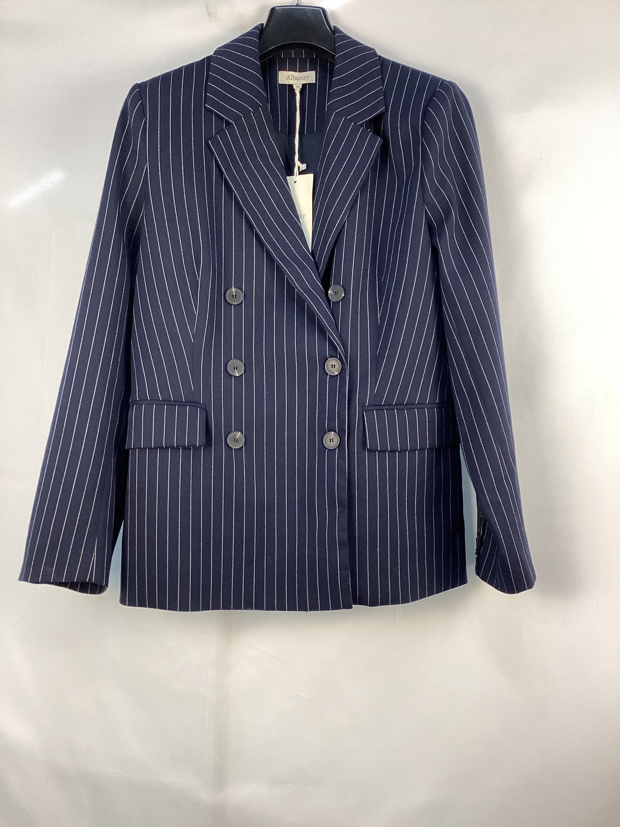 Re-Loved Navy Pinstripe Jacket - Size 10