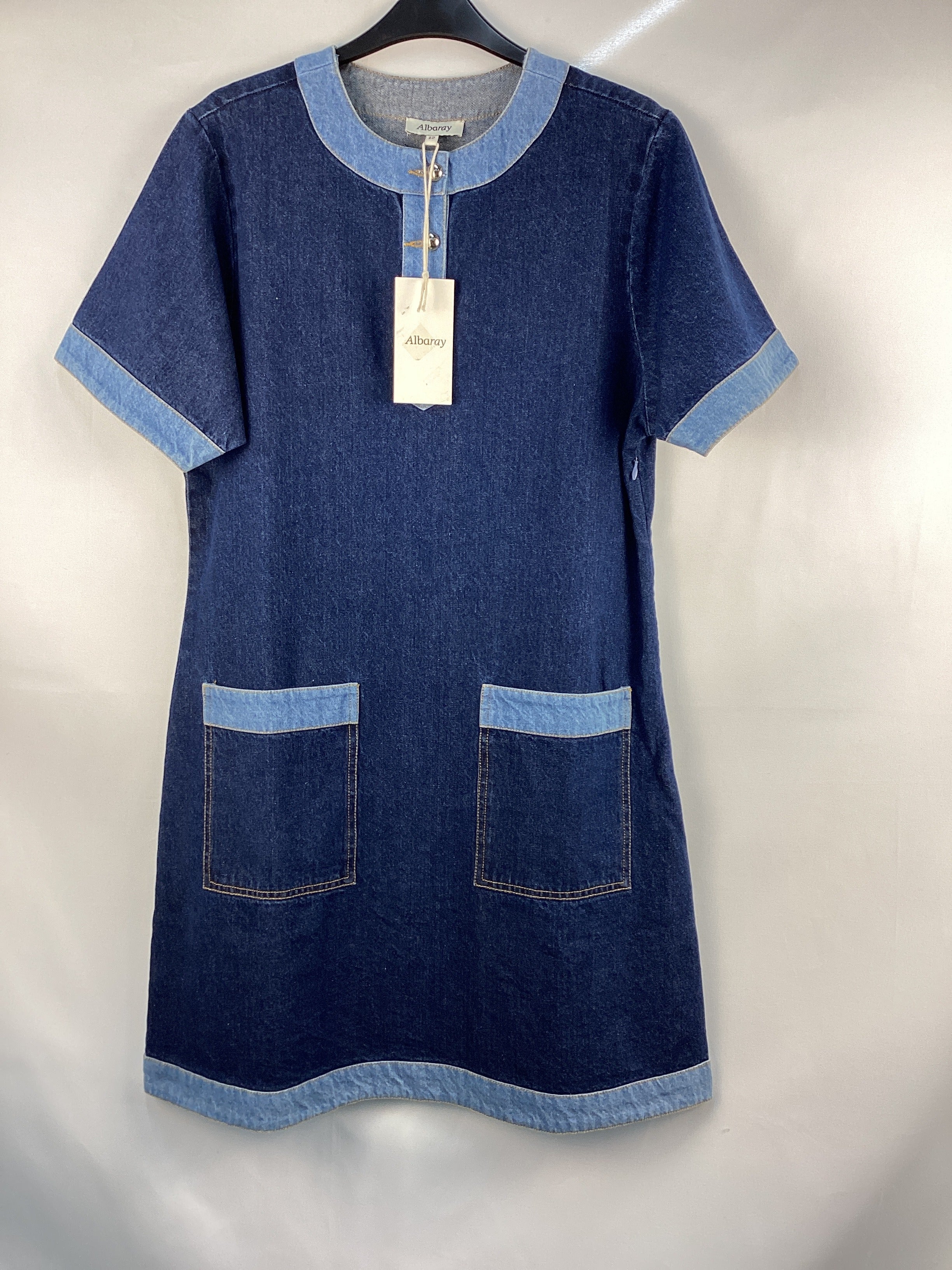 Re-Loved Contrast Denim Short Dress - Size 12
