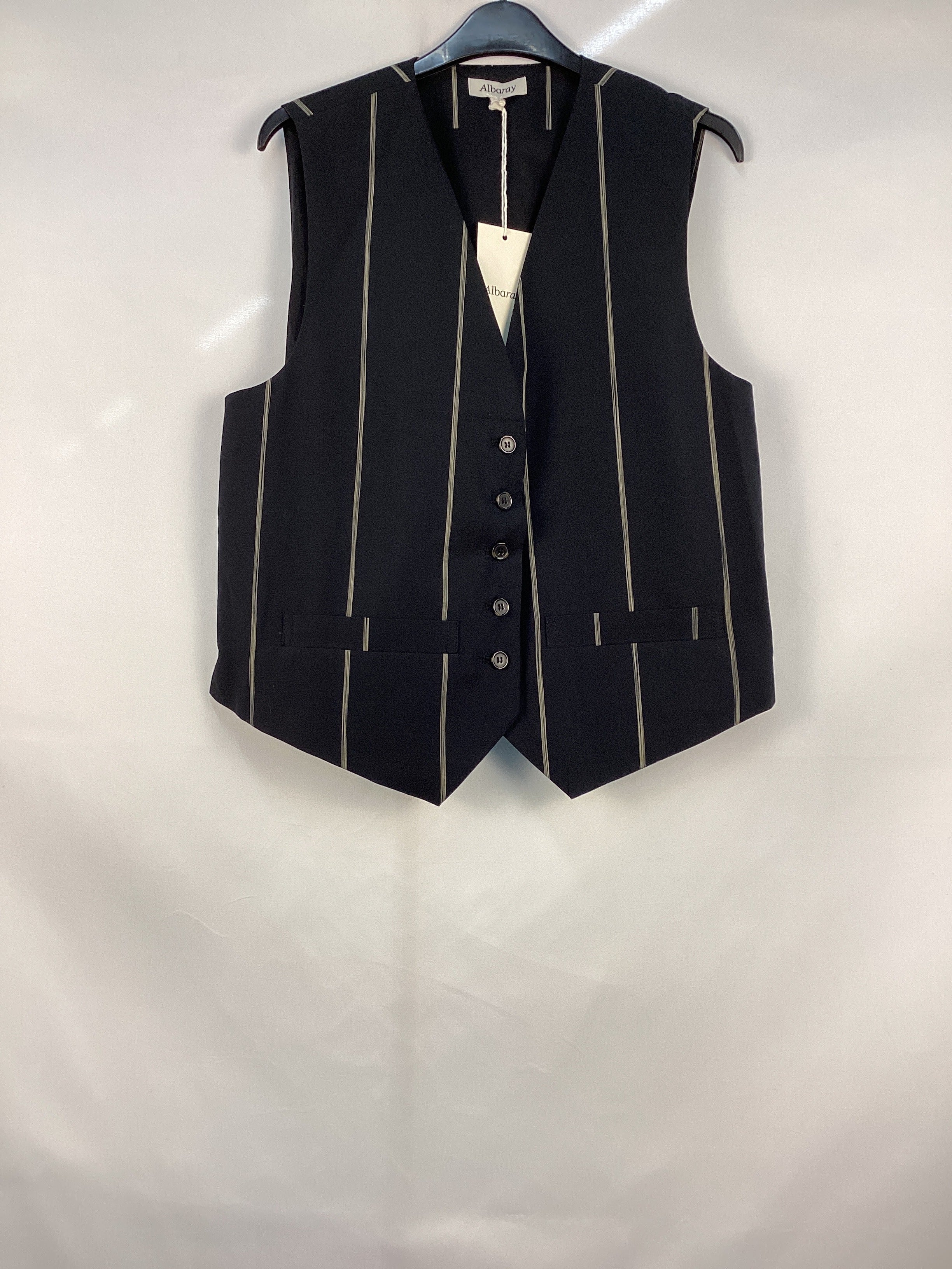 Re-Loved Black Cotton Stripe Waistcoat - Size 12