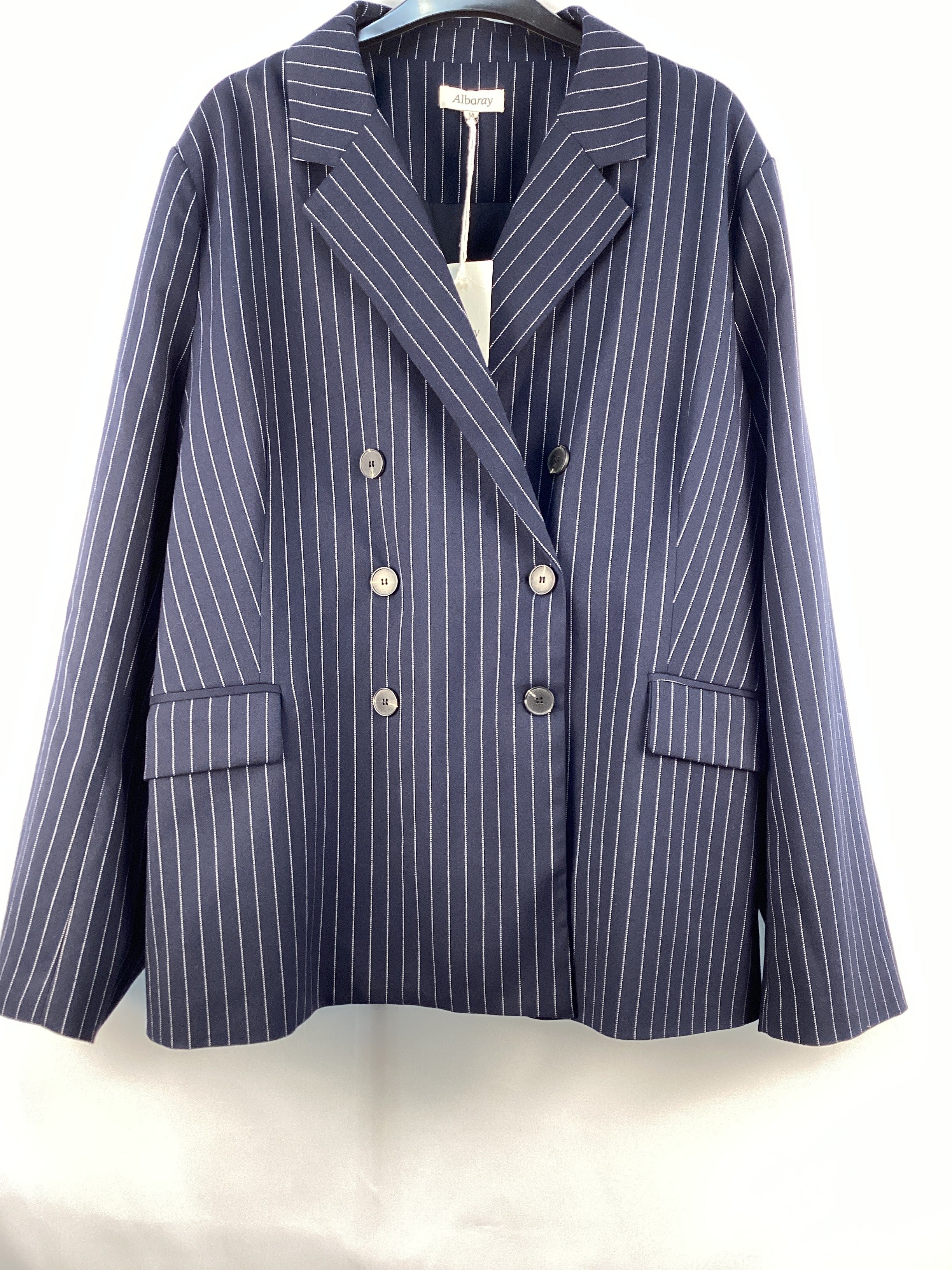 Re-Loved Navy Pinstripe Jacket - Size 18