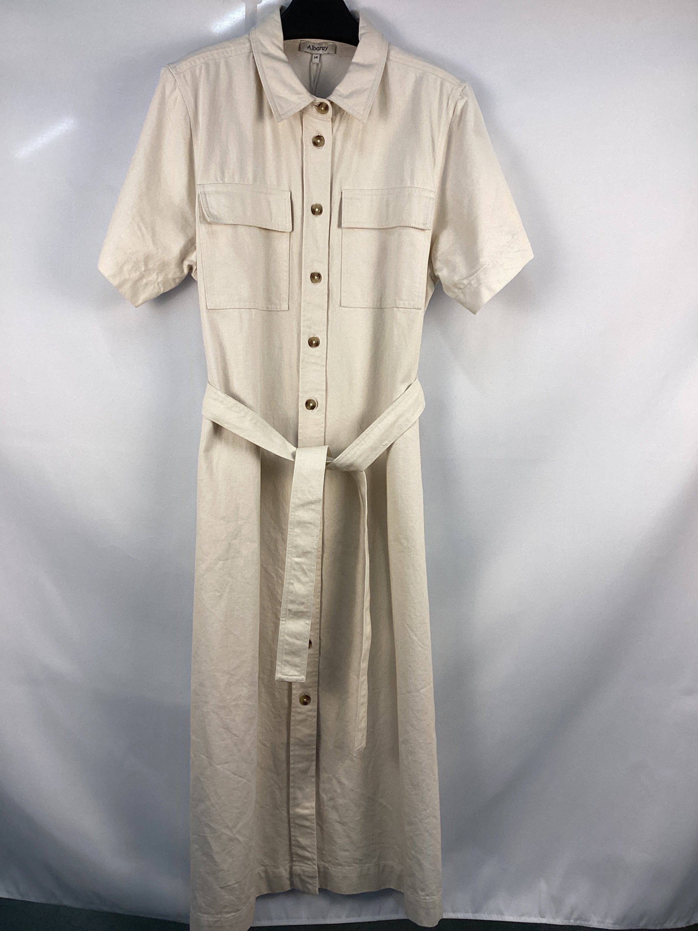 Re-Loved Ecru Denim Belted Dress - 14