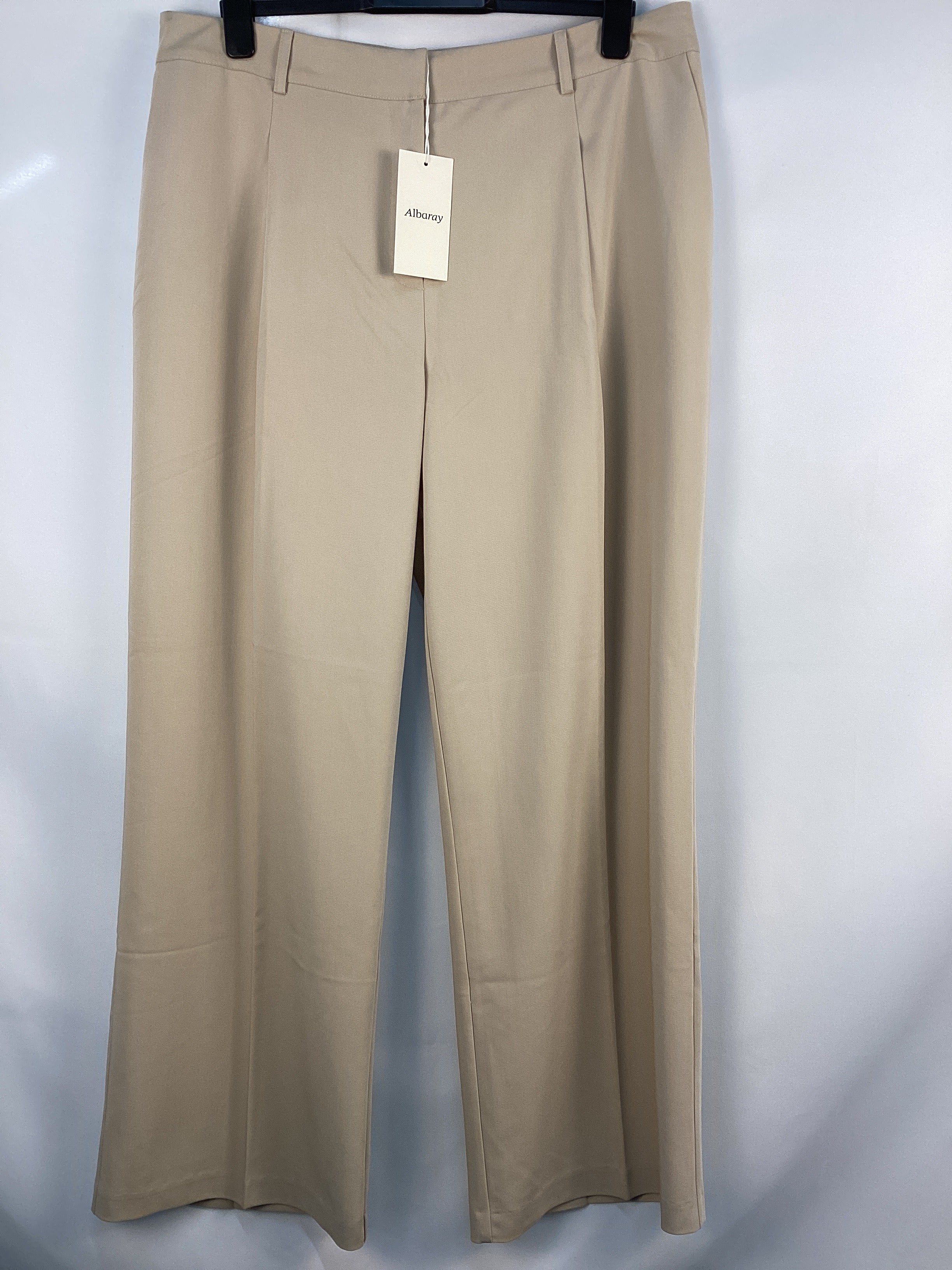 Re-Loved Stone Tailored Pleat Front Trouser - Size 18