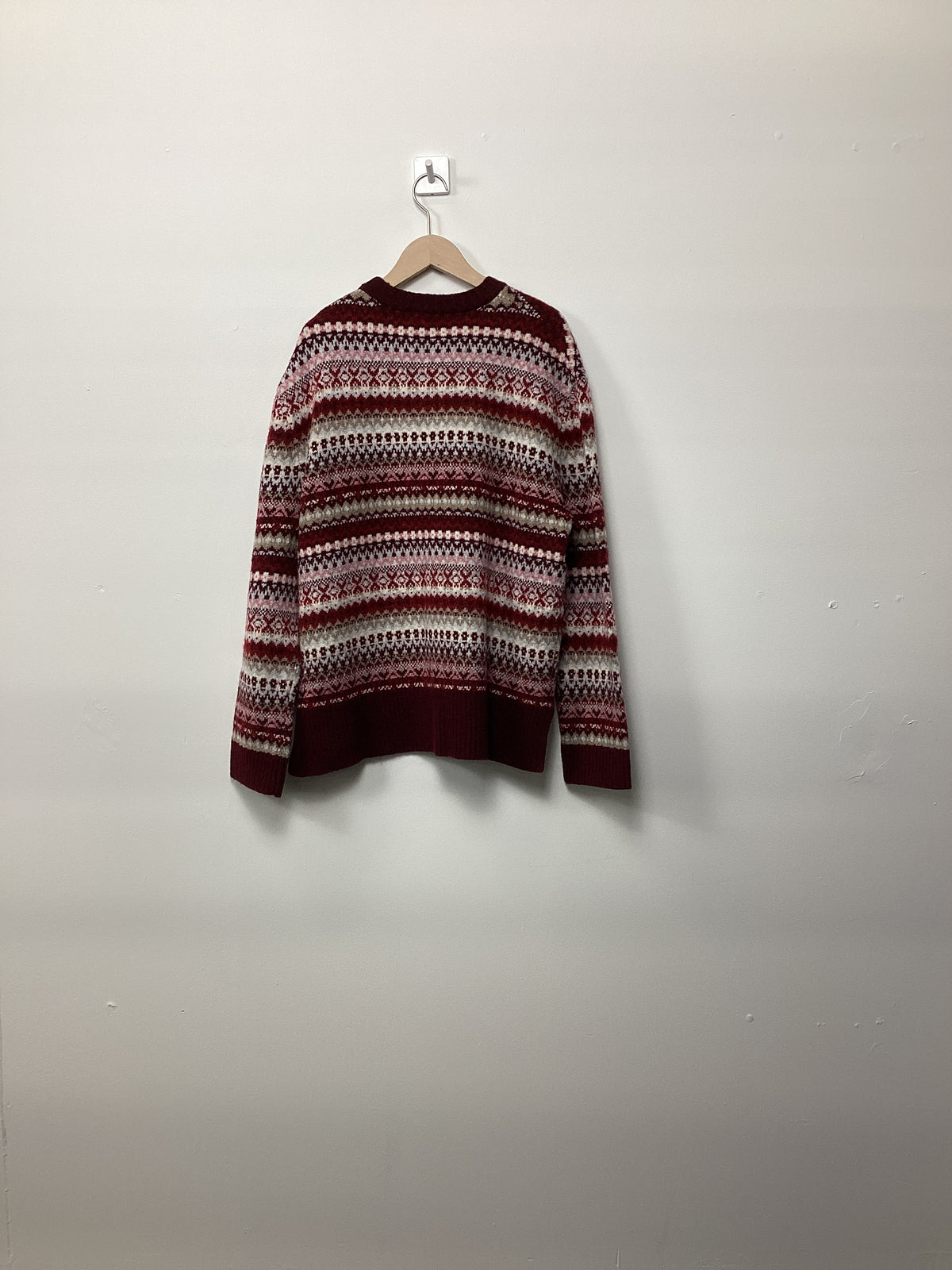 Re-Loved Burgundy Fair Isle Jumper - Size 8