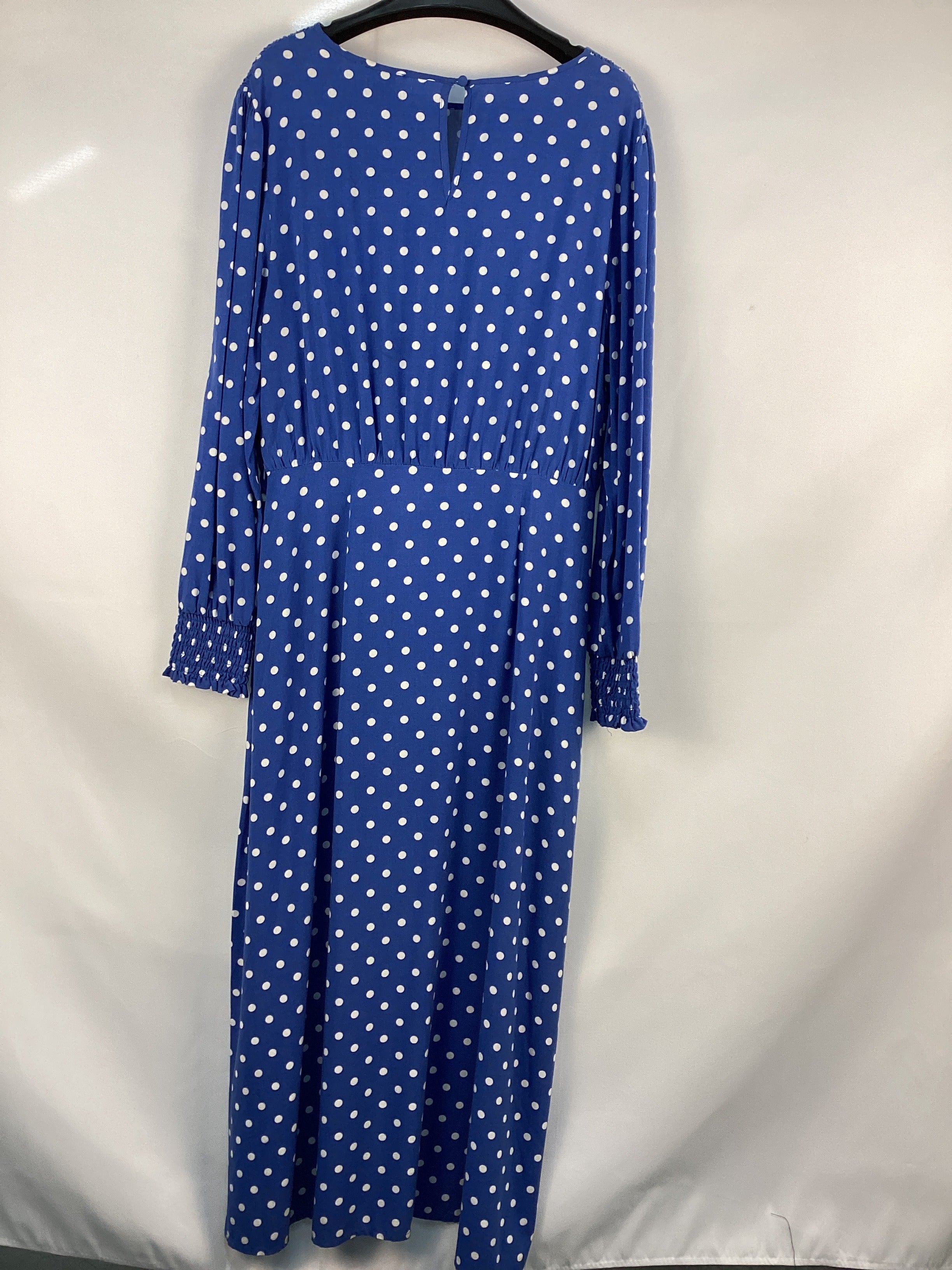 Re-Loved Blue Spot Midi Dress - Size 12
