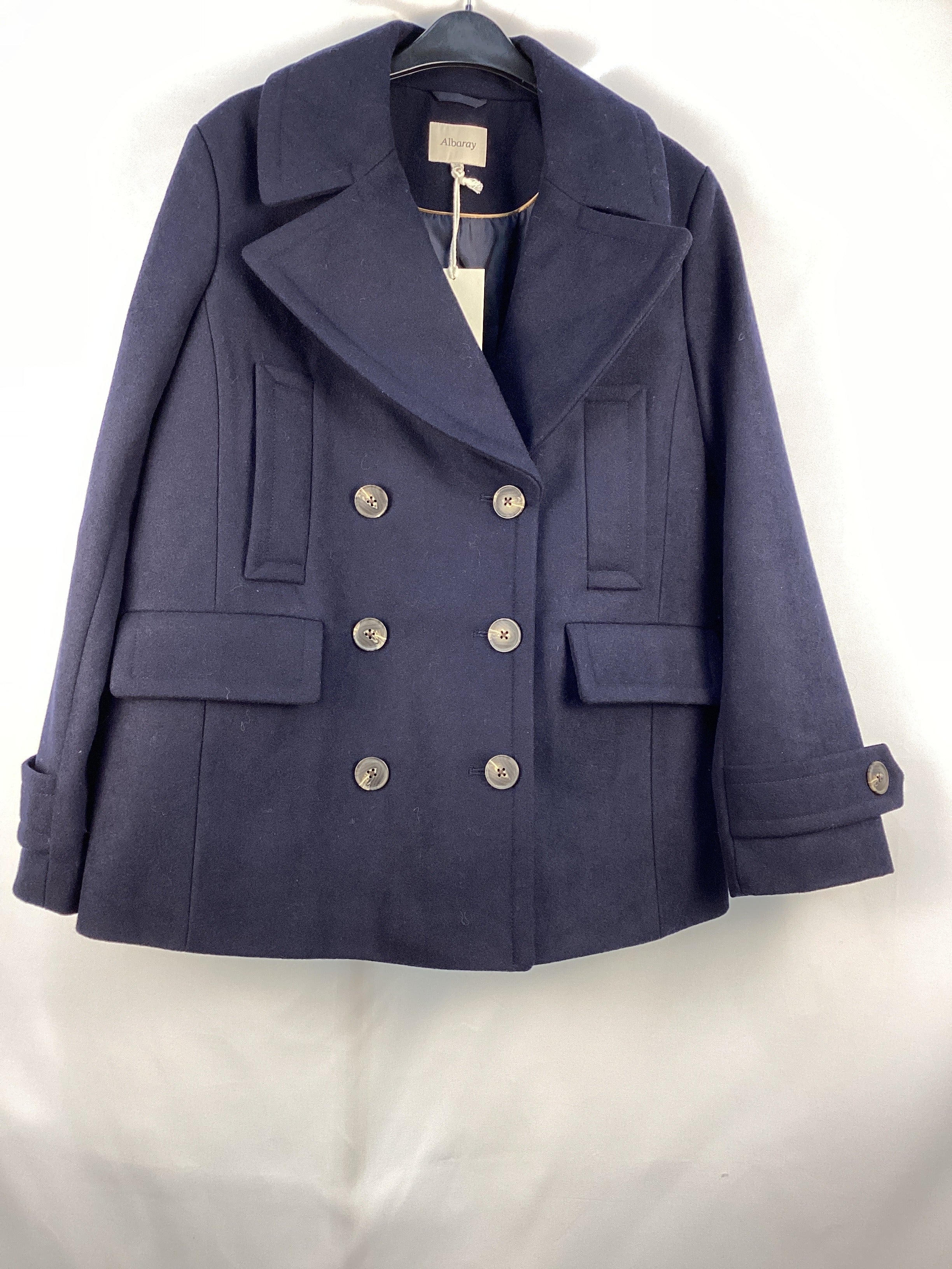 Re-Loved Navy Wool Pea Coat - Size 10