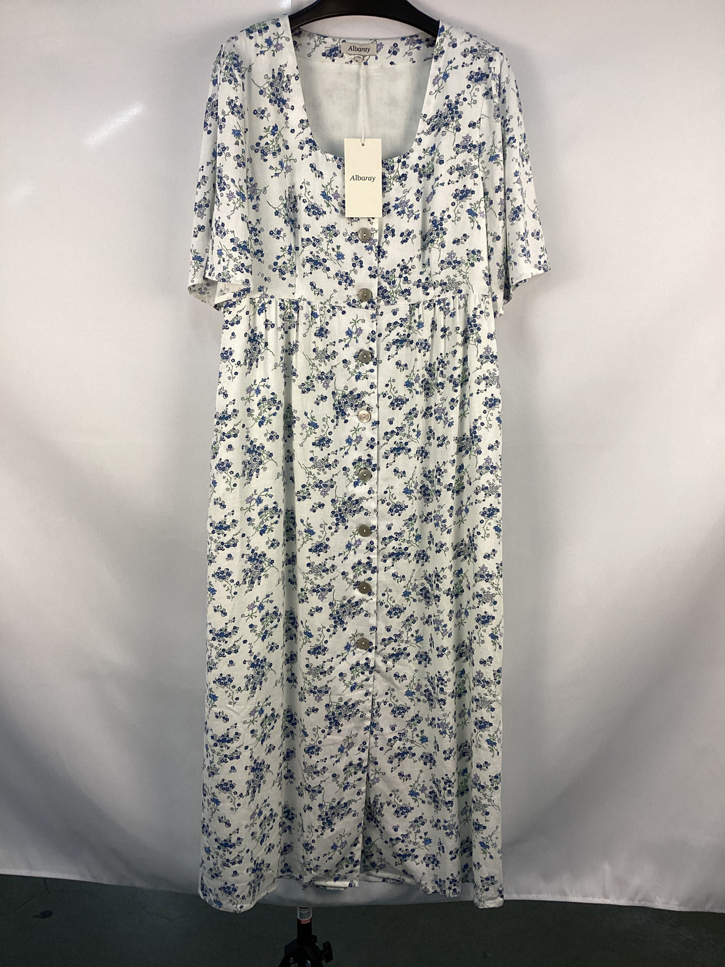 Re-Loved Blossom Print Linen Blend Button Dress - Size 10