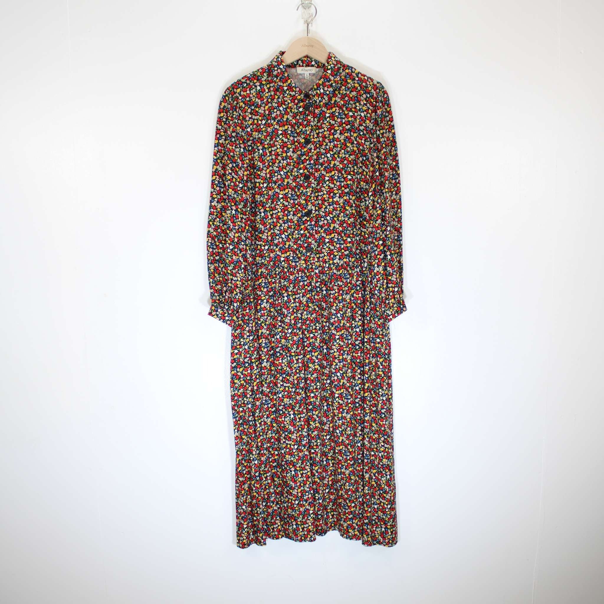 Re-Loved Ditsy Ornate Floral Drop Waist Shirtdress Size 8