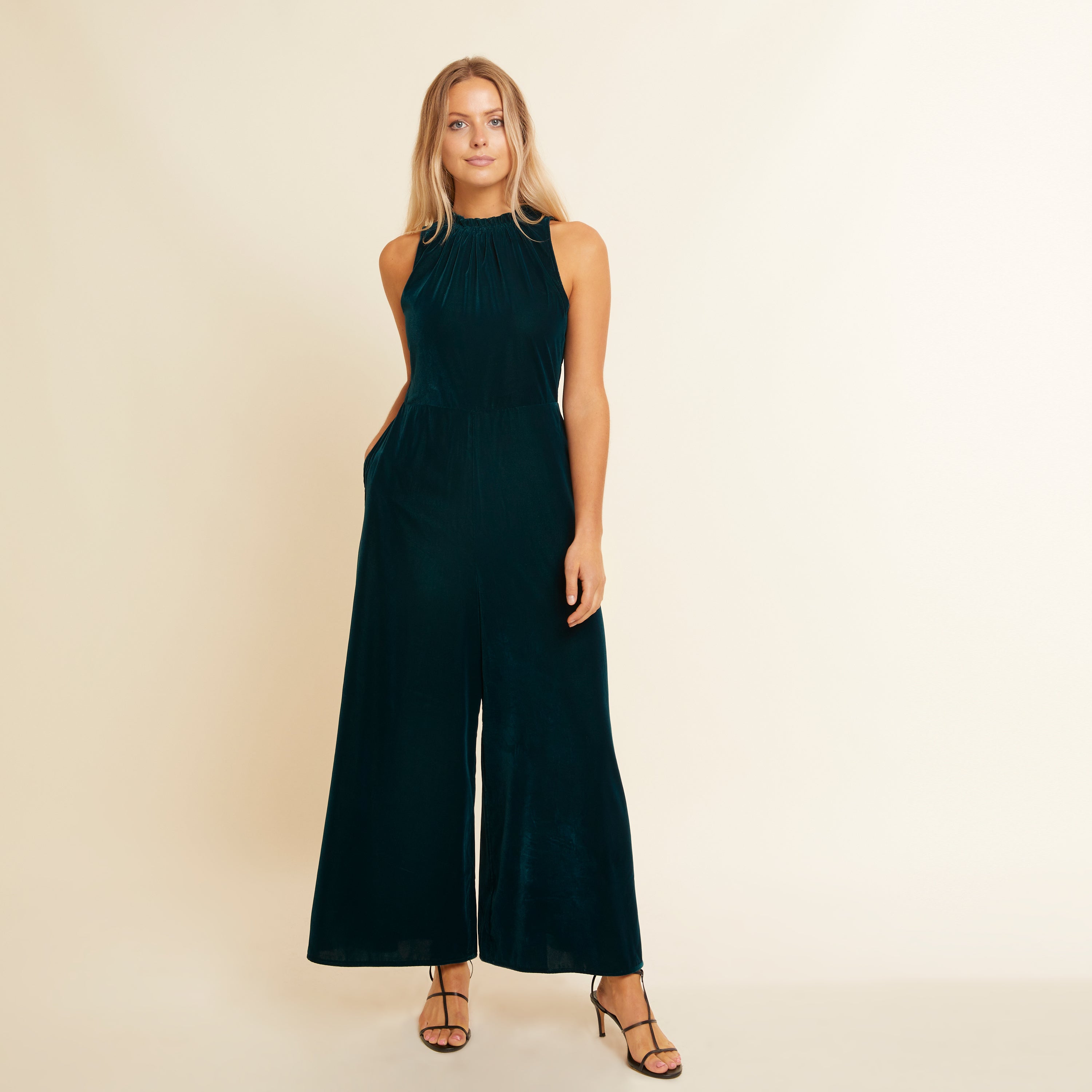 Forest Green Velvet Jumpsuit
