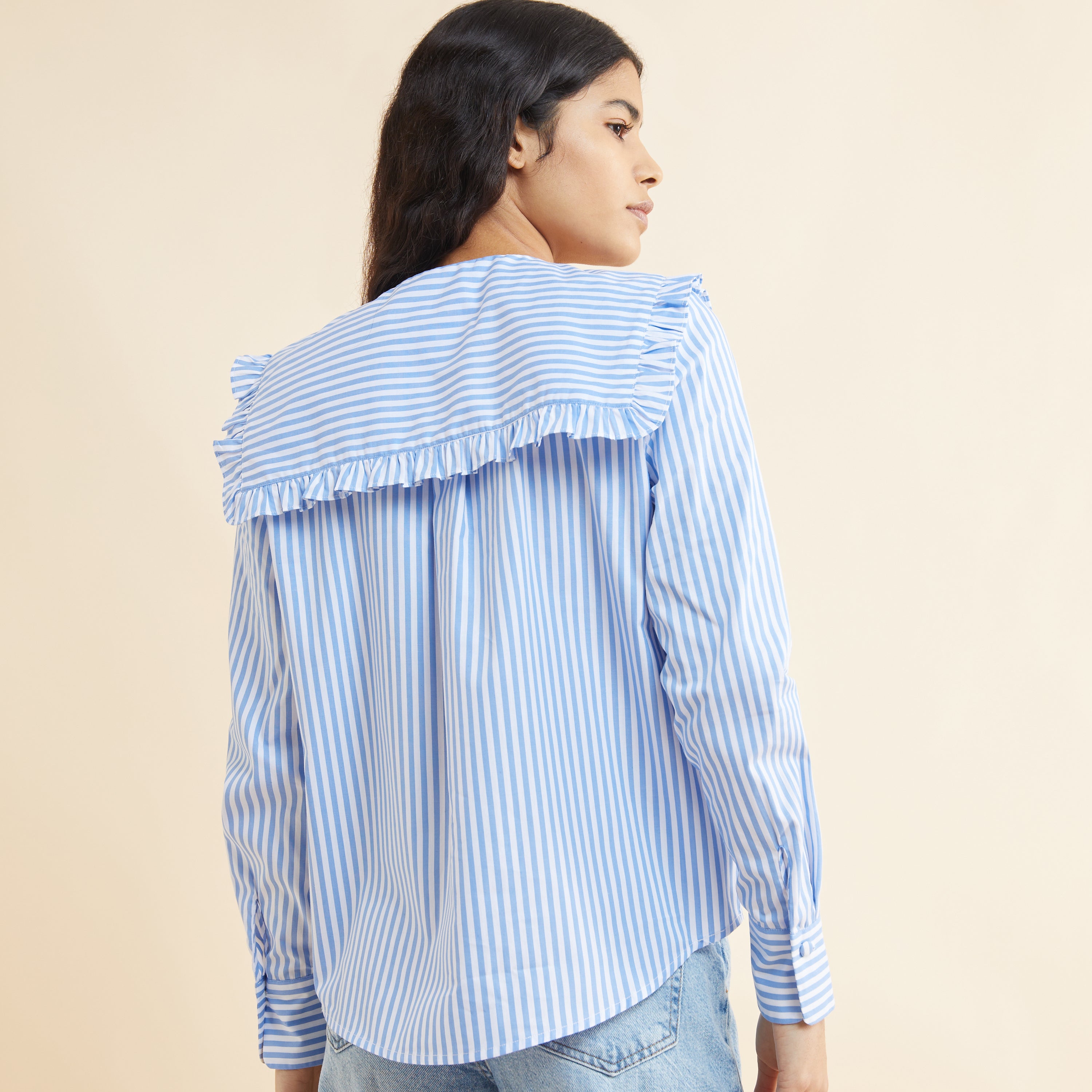 Organic Cotton Blue Stripe Collar Top