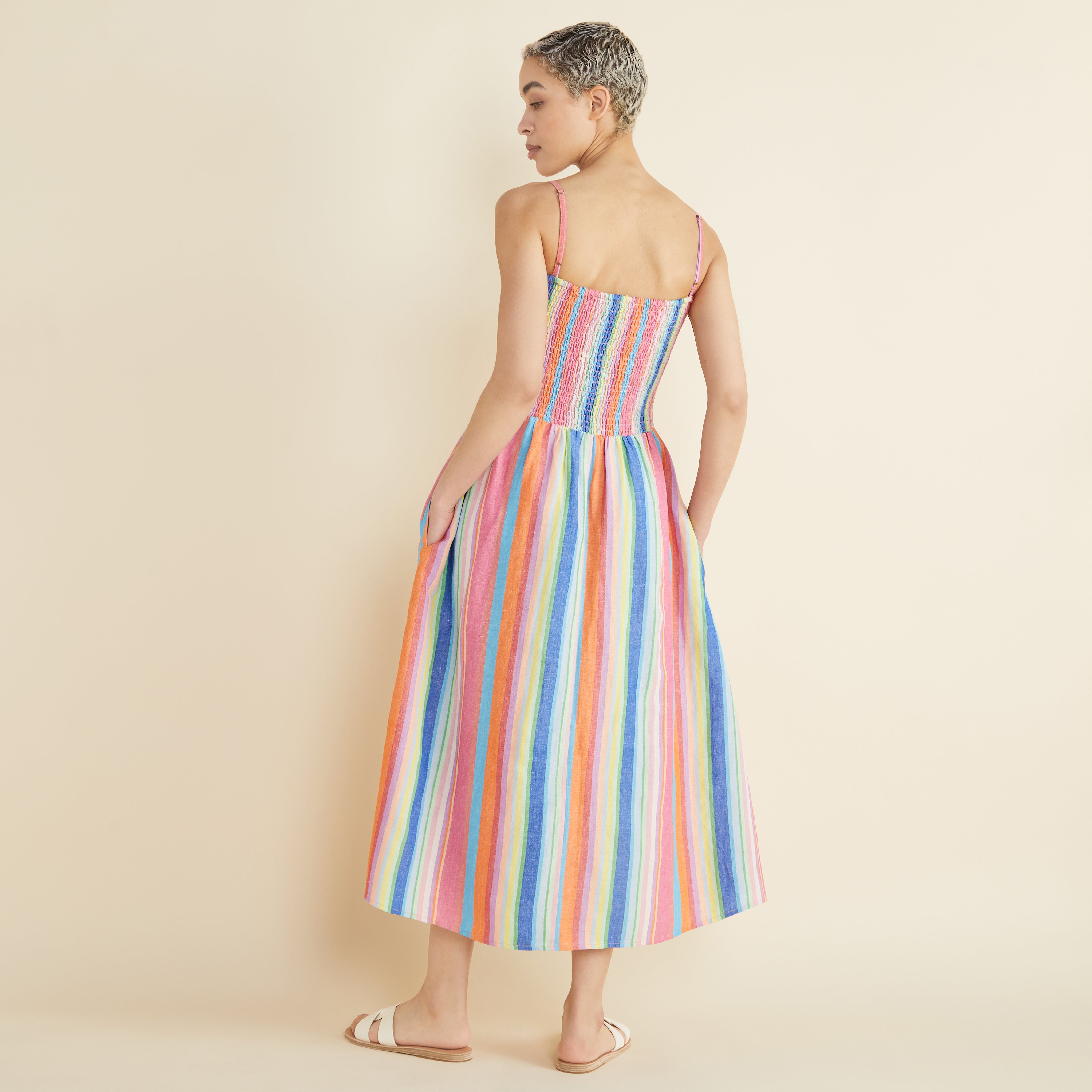 Shirred Stripe Sundress