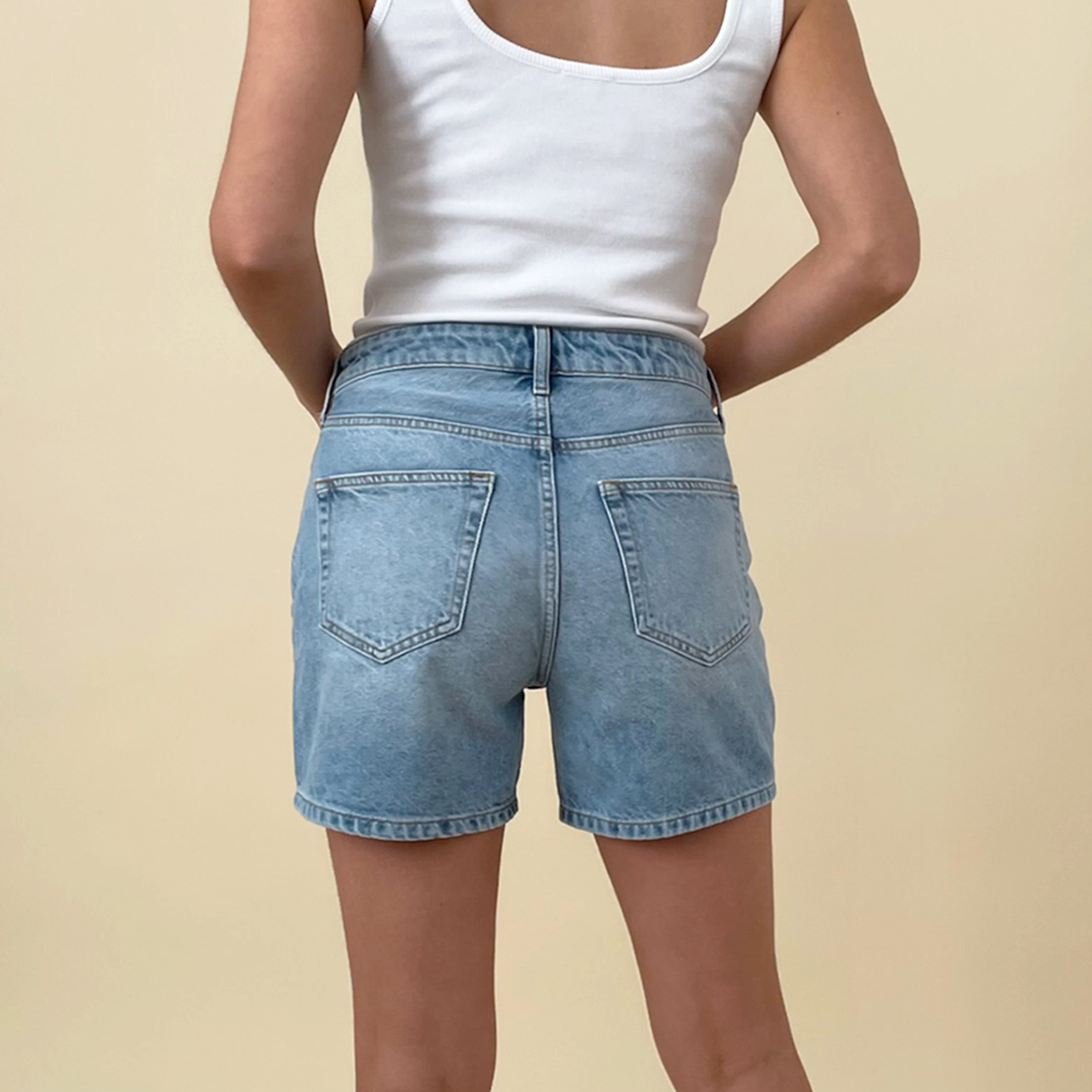 Organic Cotton Light Wash Denim Shorts