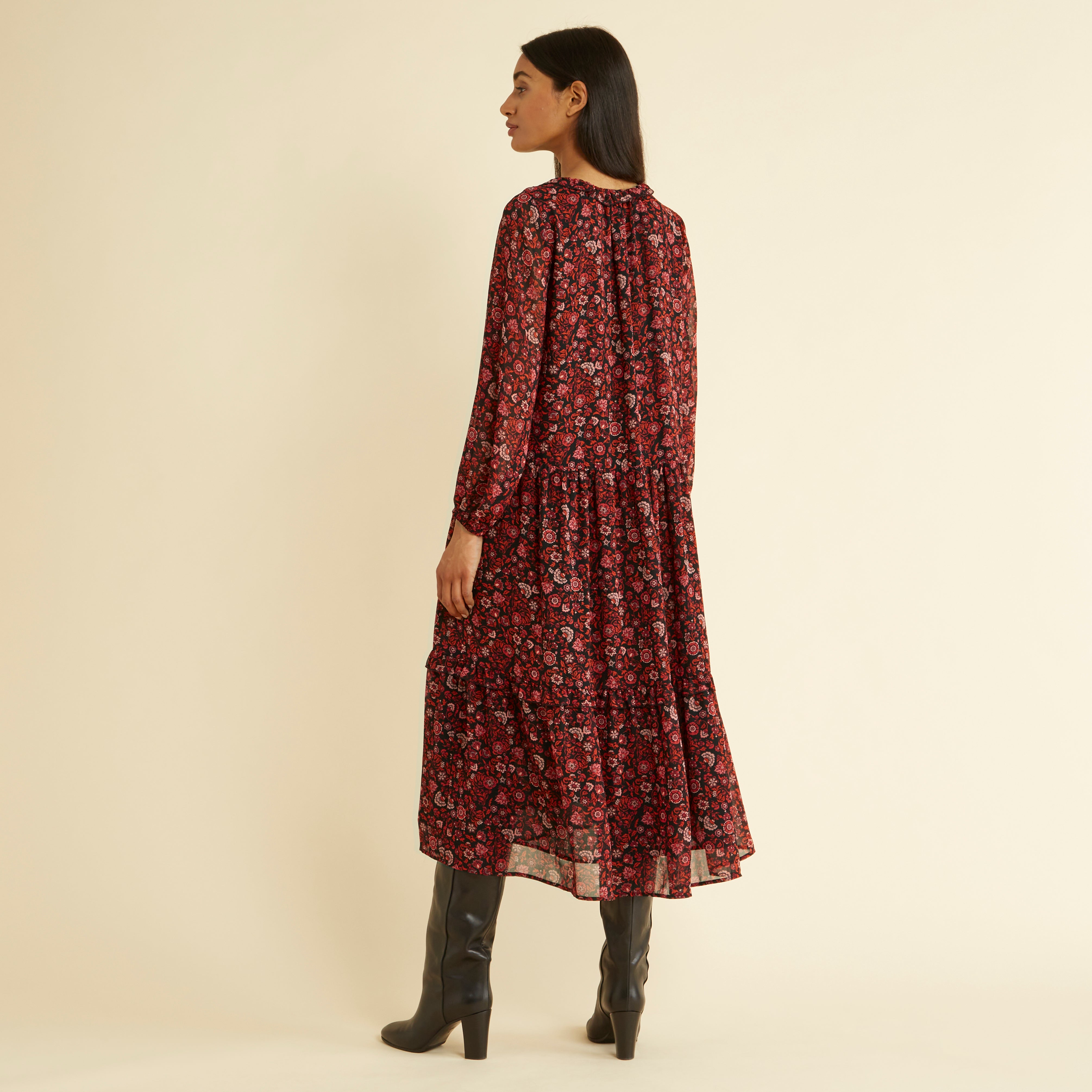 Lizzie Floral Tiered Midi Dress