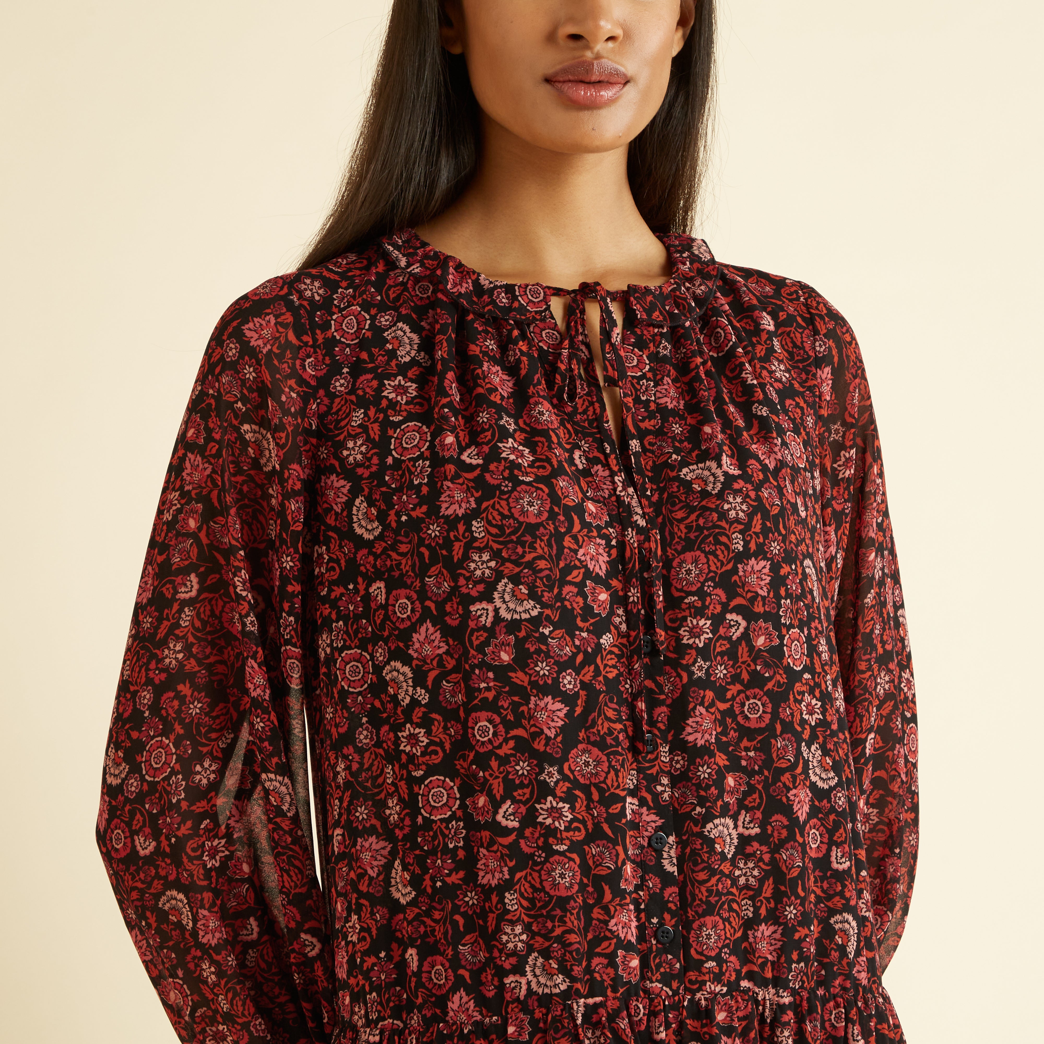 Lizzie Floral Tiered Midi Dress