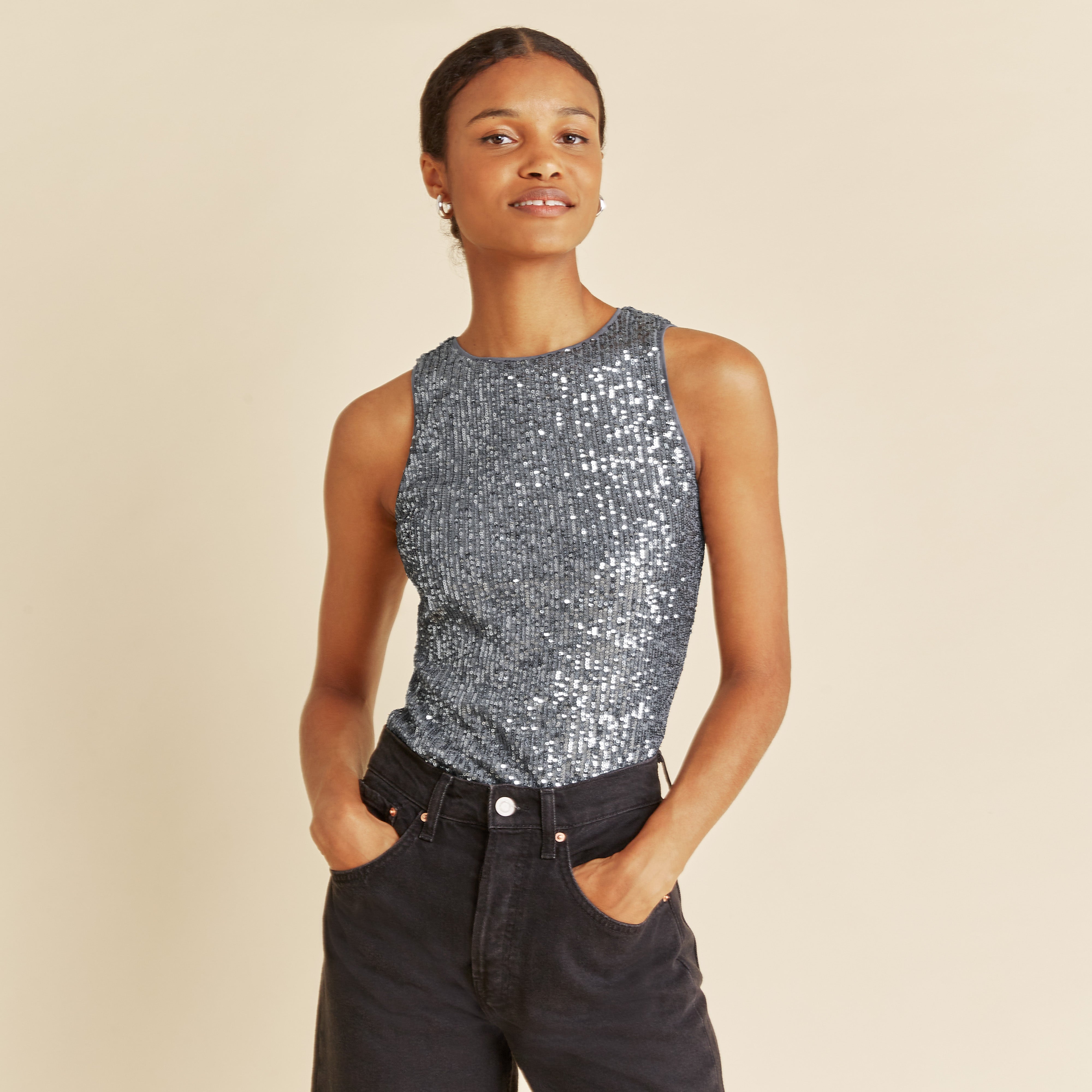 Silver Sequin Vest