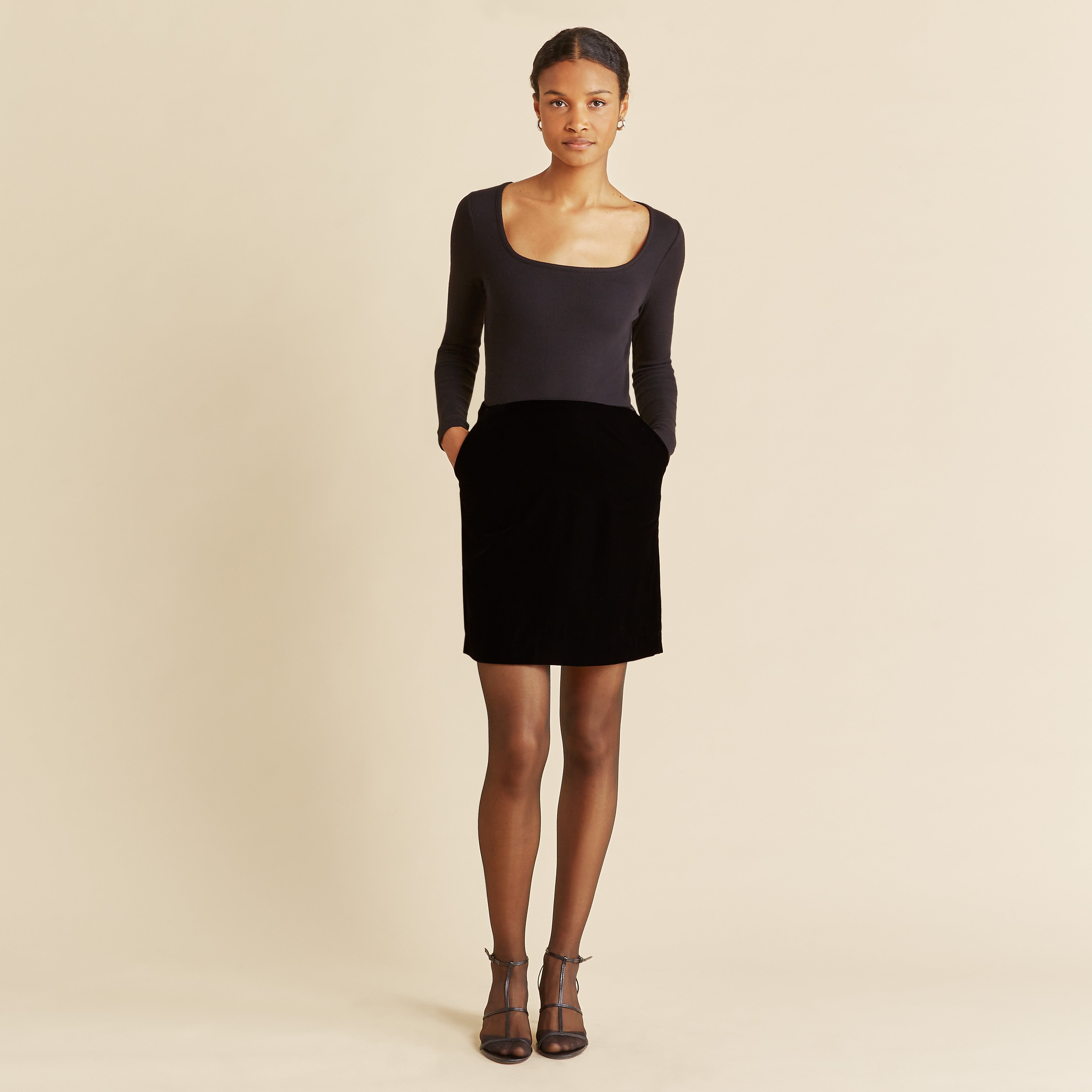 Black Velvet Short Skirt