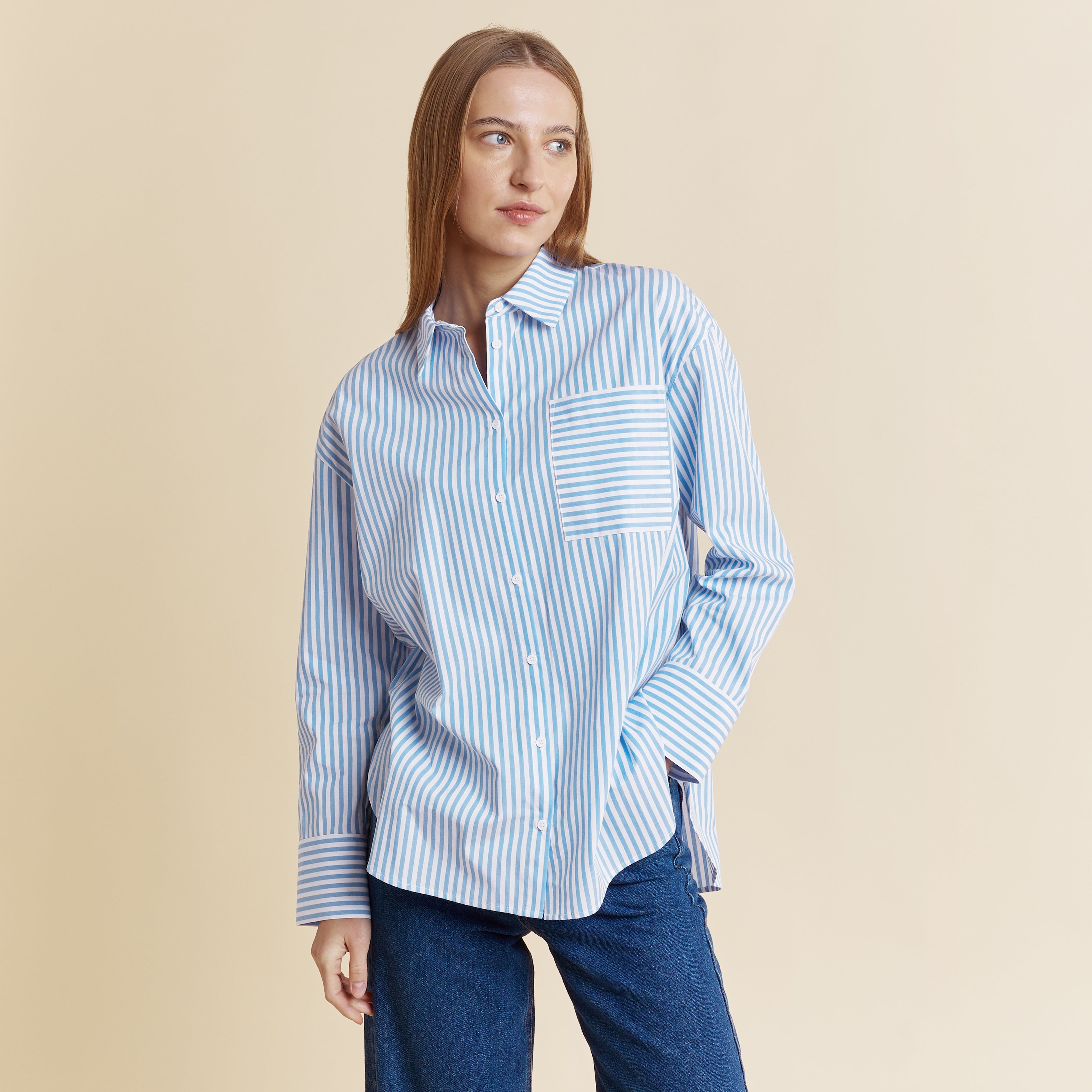 Blue White Stripe Organic Cotton Shirt
