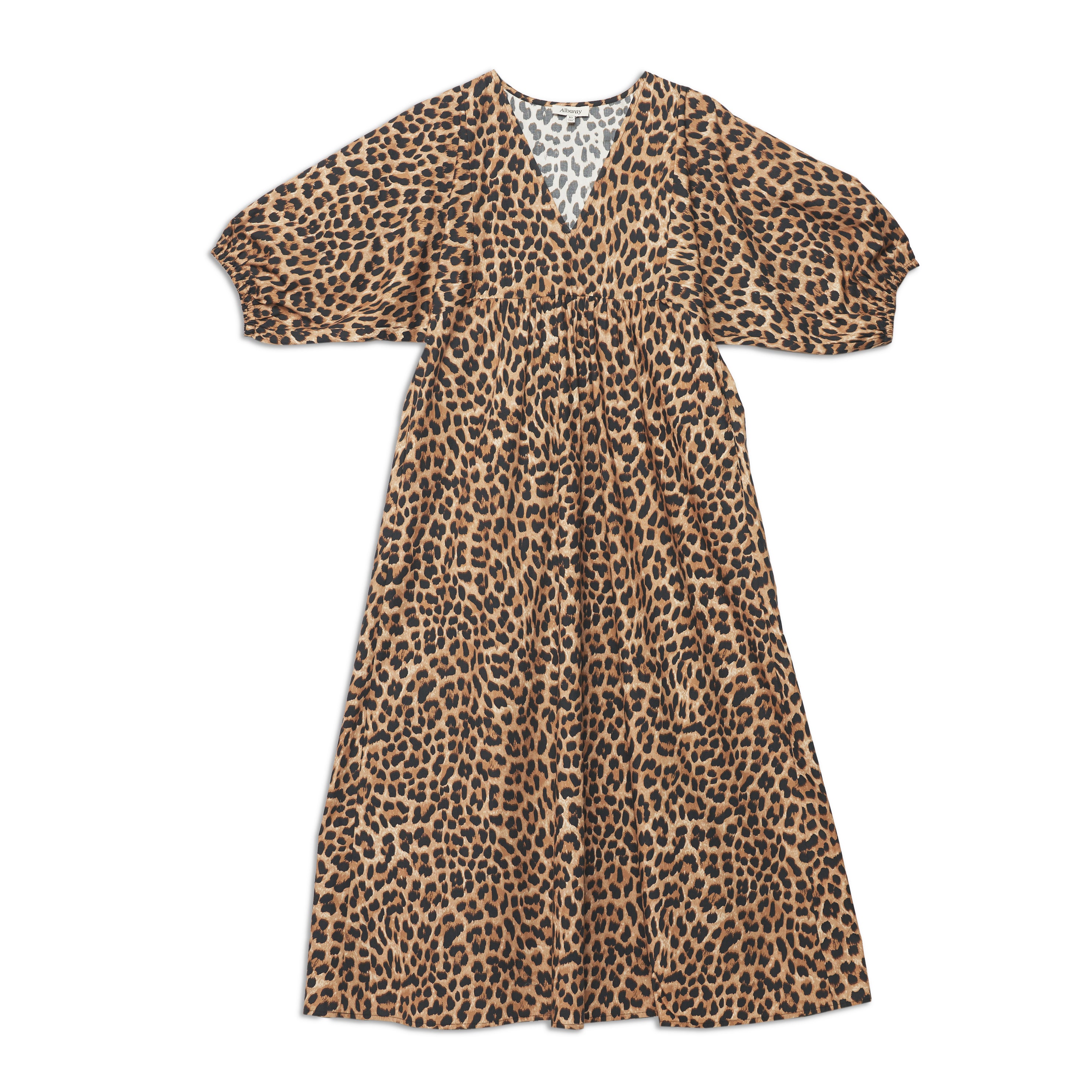 Organic Cotton Animal V Neck Midi Dress