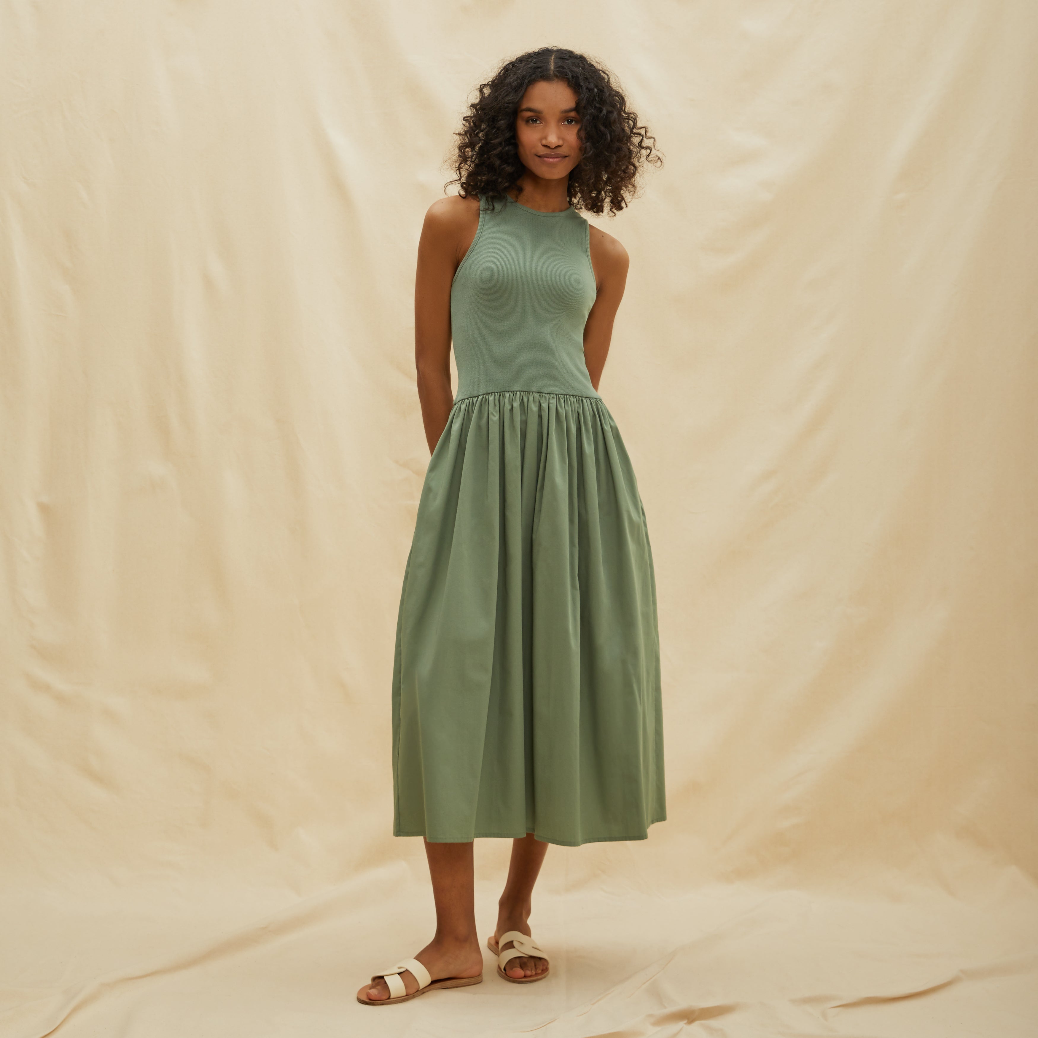 Khaki Racer Vest Dress