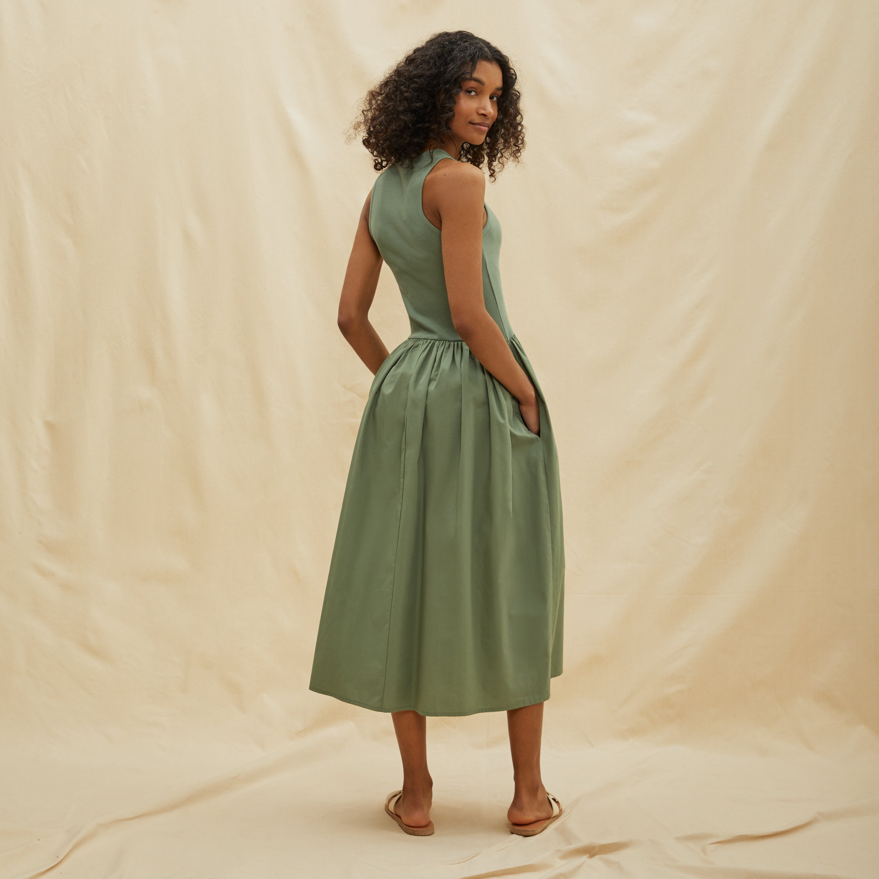 Khaki Racer Vest Dress