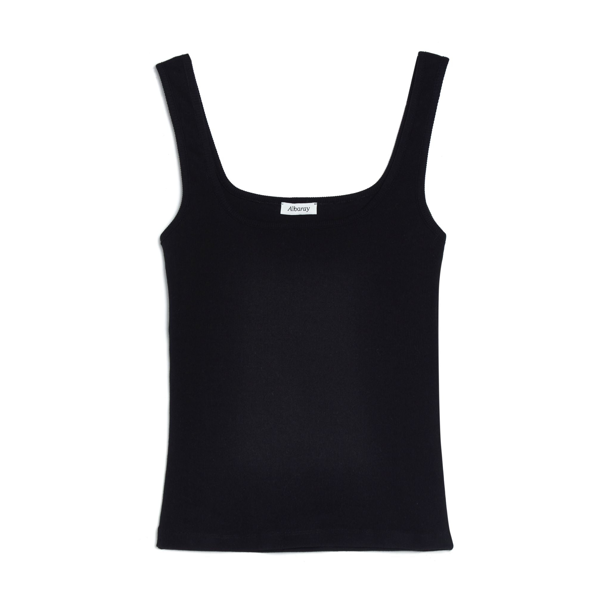 Black Square Neck Rib Vest