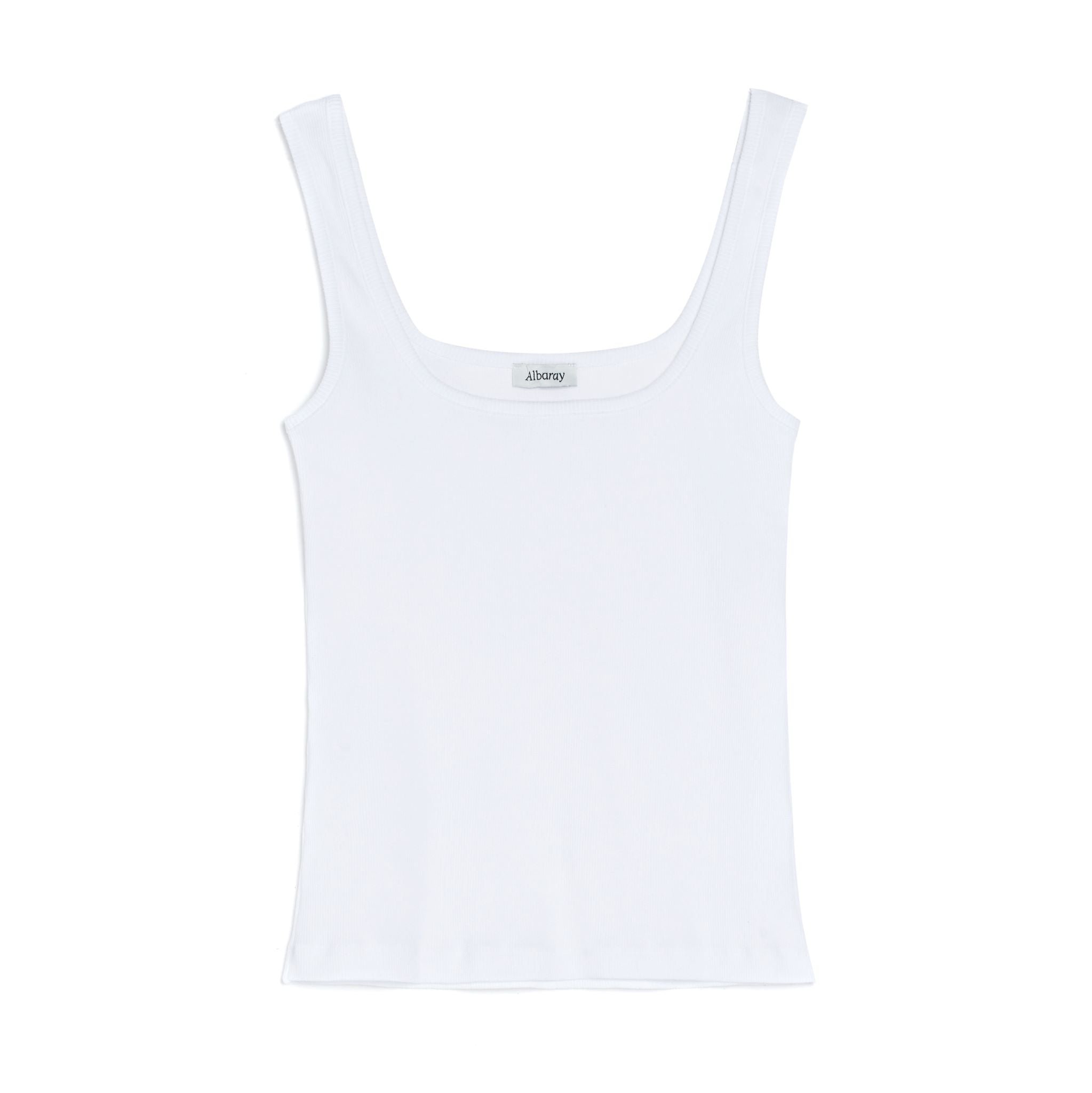 White Square Neck Rib Vest