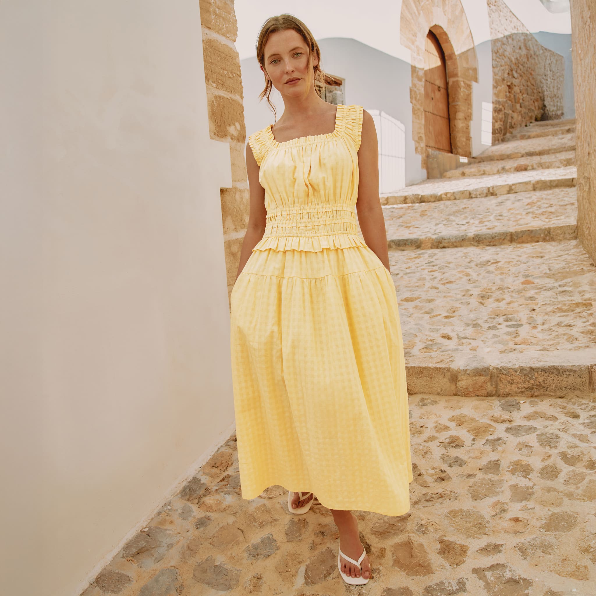 Sunny Yellow Midi Dress