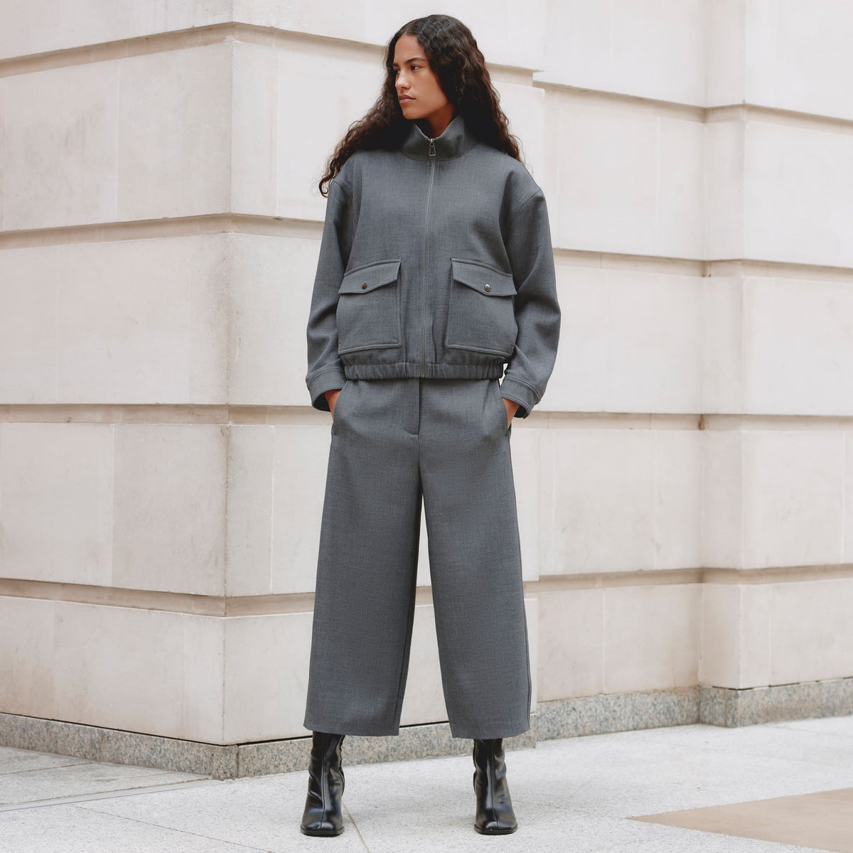 Grey Flannel Barrel Trousers
