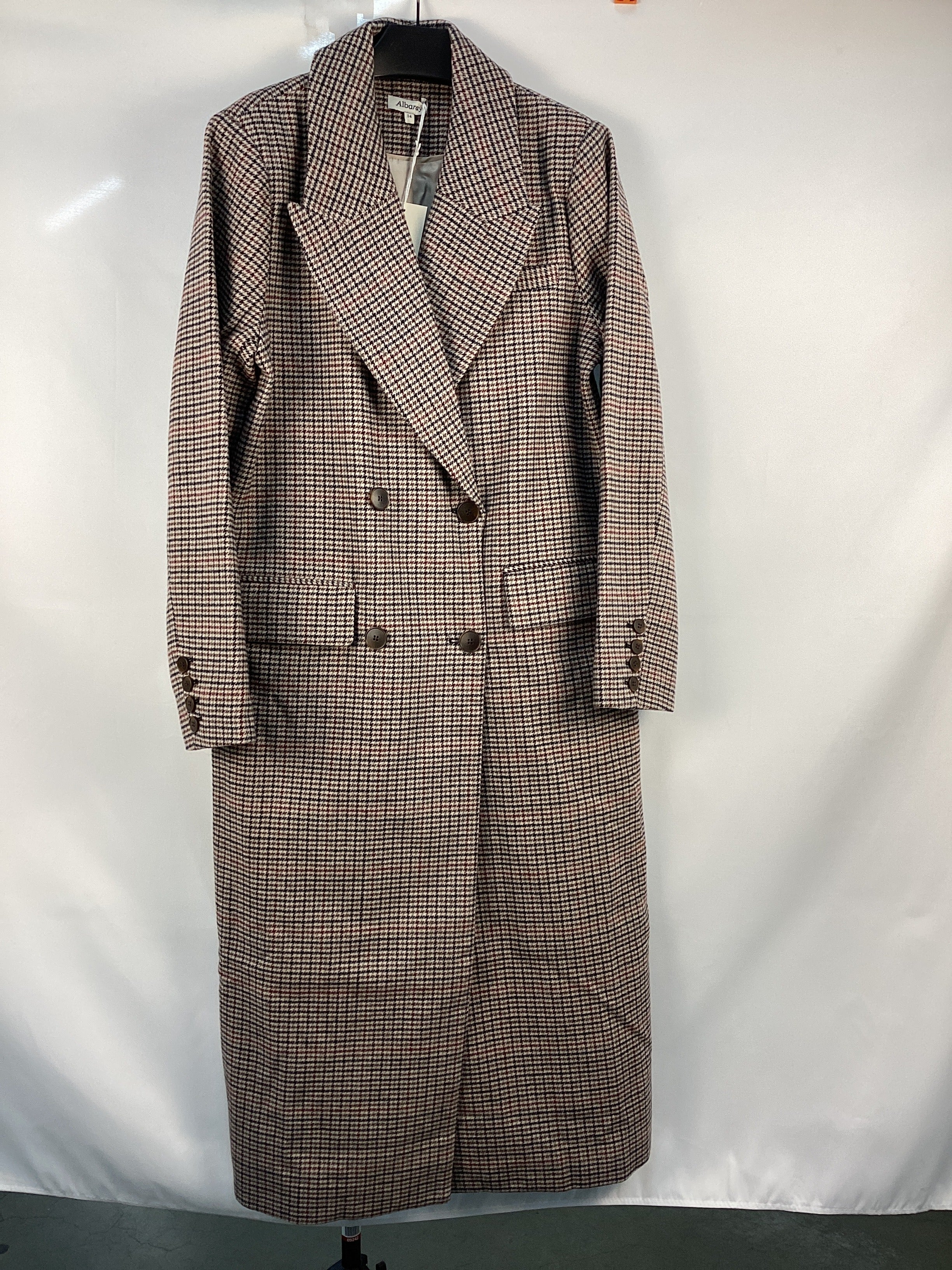 Re-Loved  Check Double Breasted Coat - Size 14