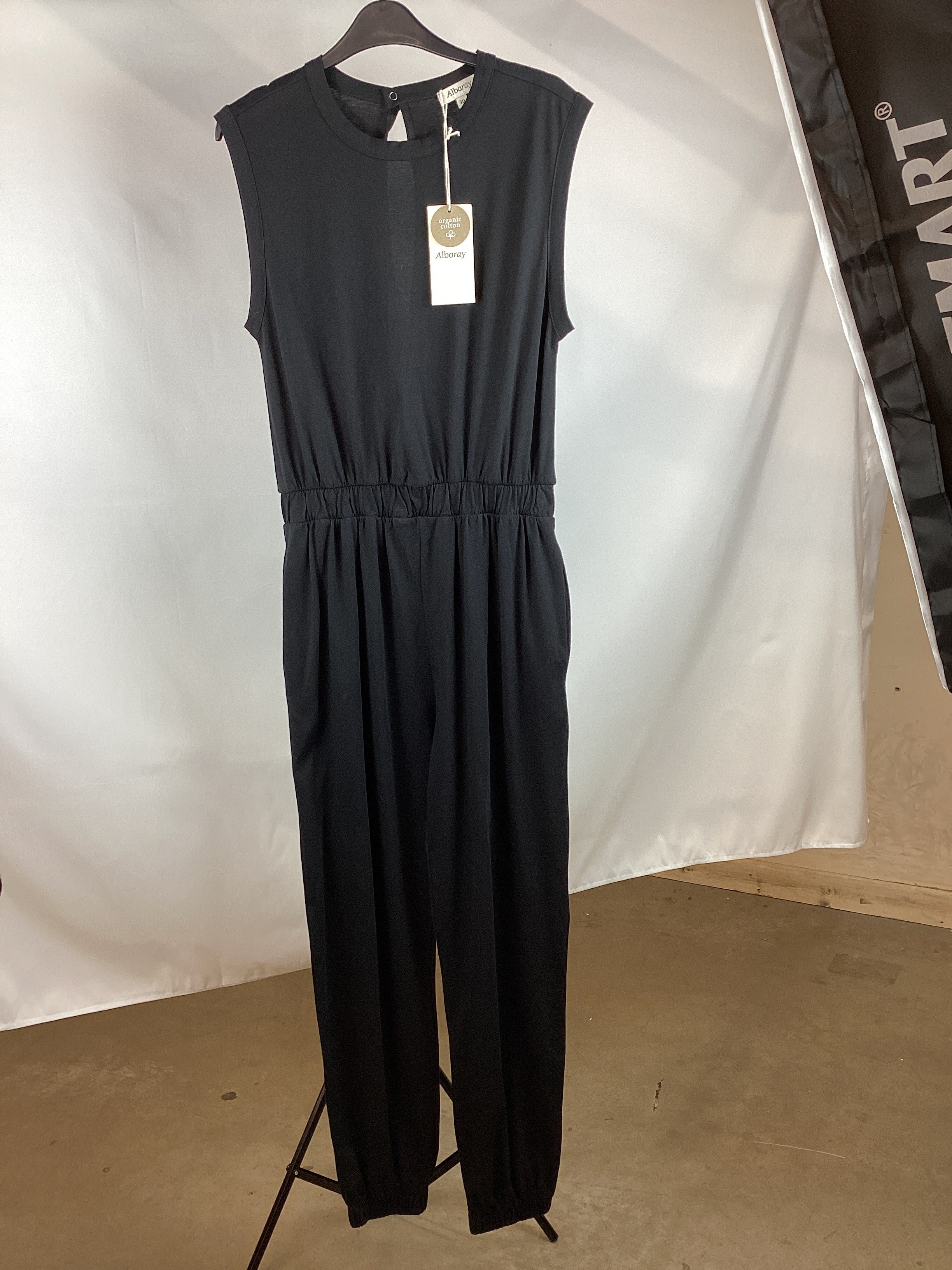 Re-Loved Black Cord Waisted Midi Dress - Size 10