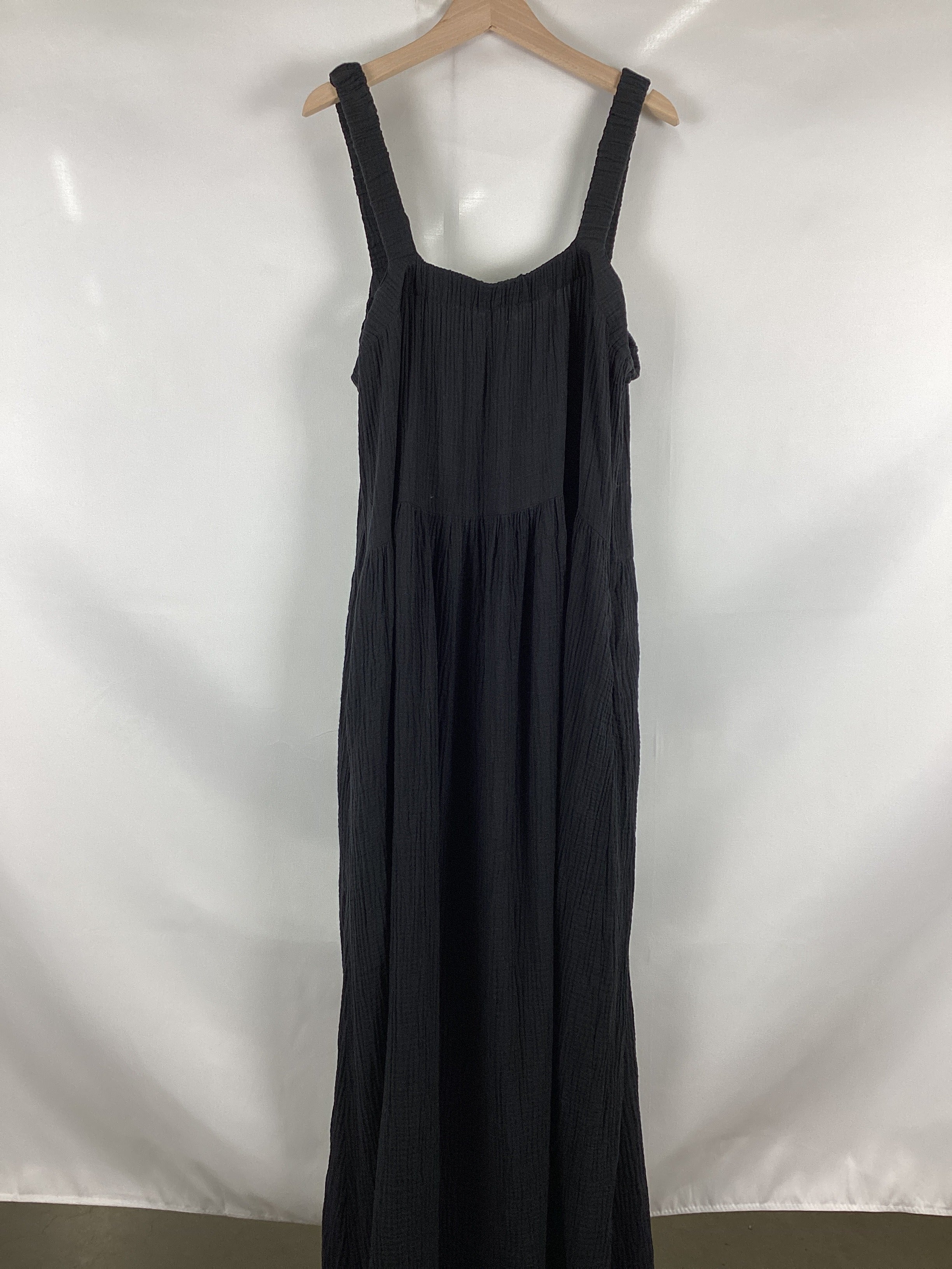 Re-Loved Black Cheesecloth Maxi Dress - Size 16