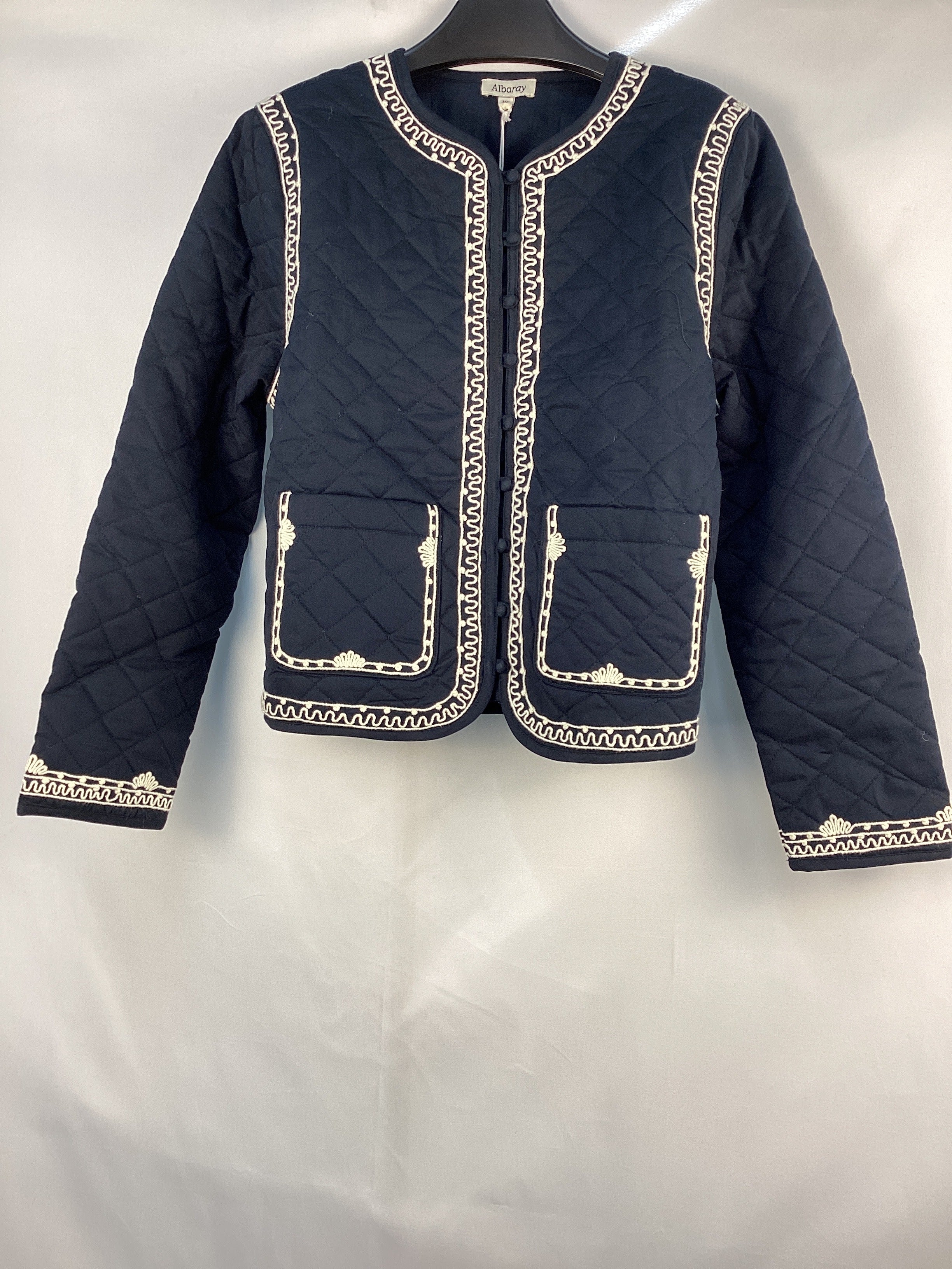 Re-Loved Navy Embroidered Jacket - Size 10