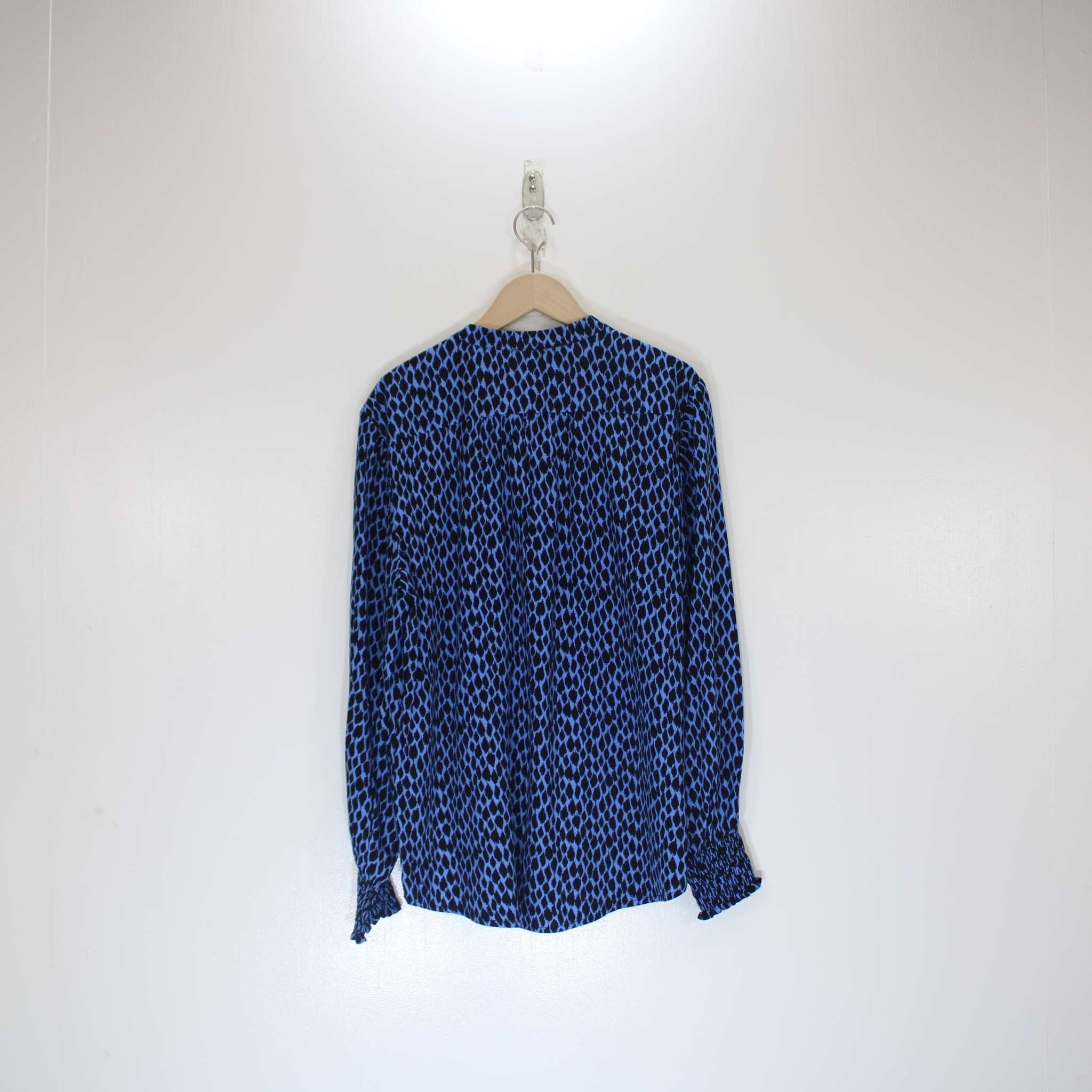 Re-Loved Blue Ikat Blouse Size 10