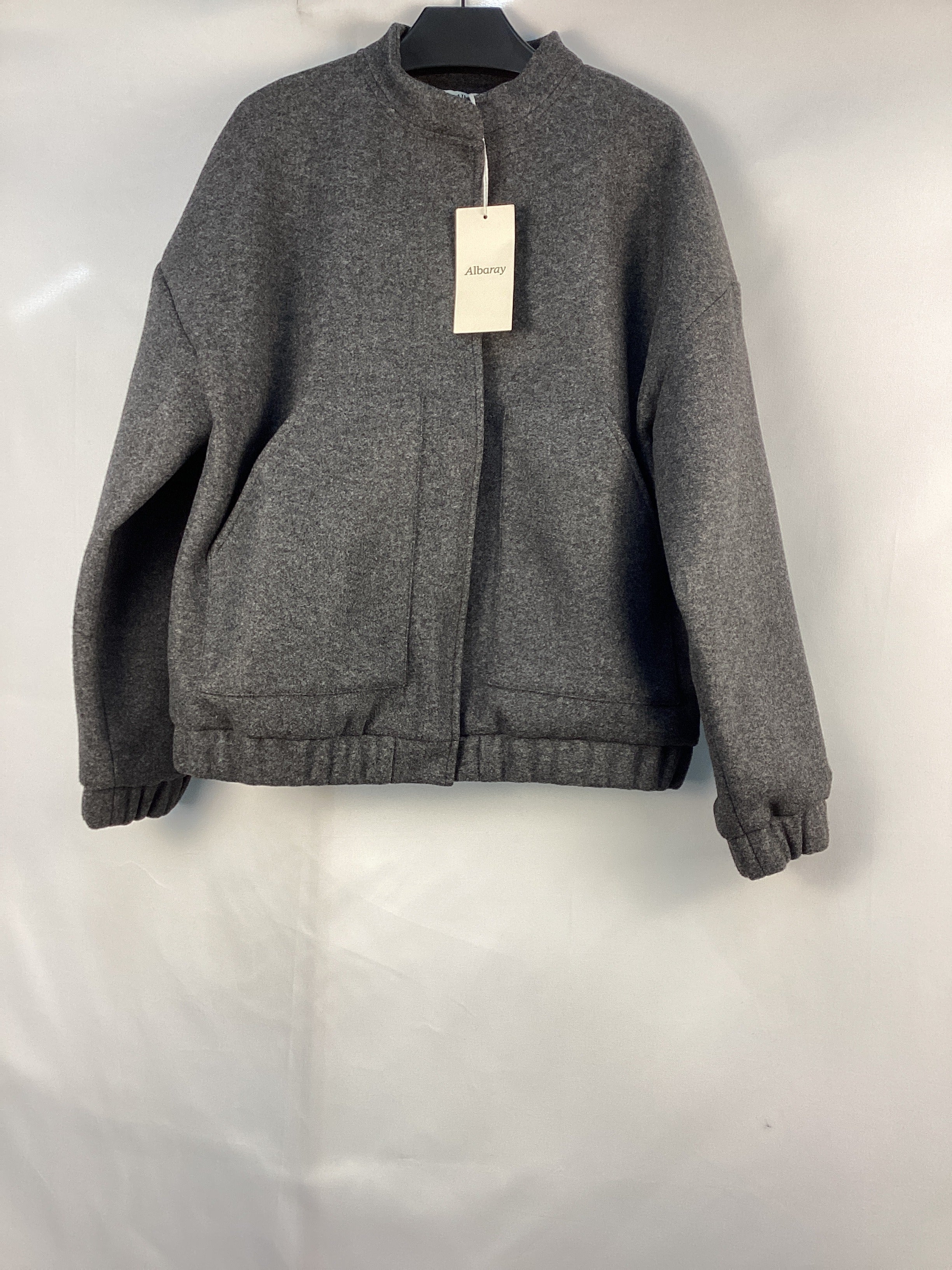 Re-Loved Grey Flannel Bomber Jacket - Size 10