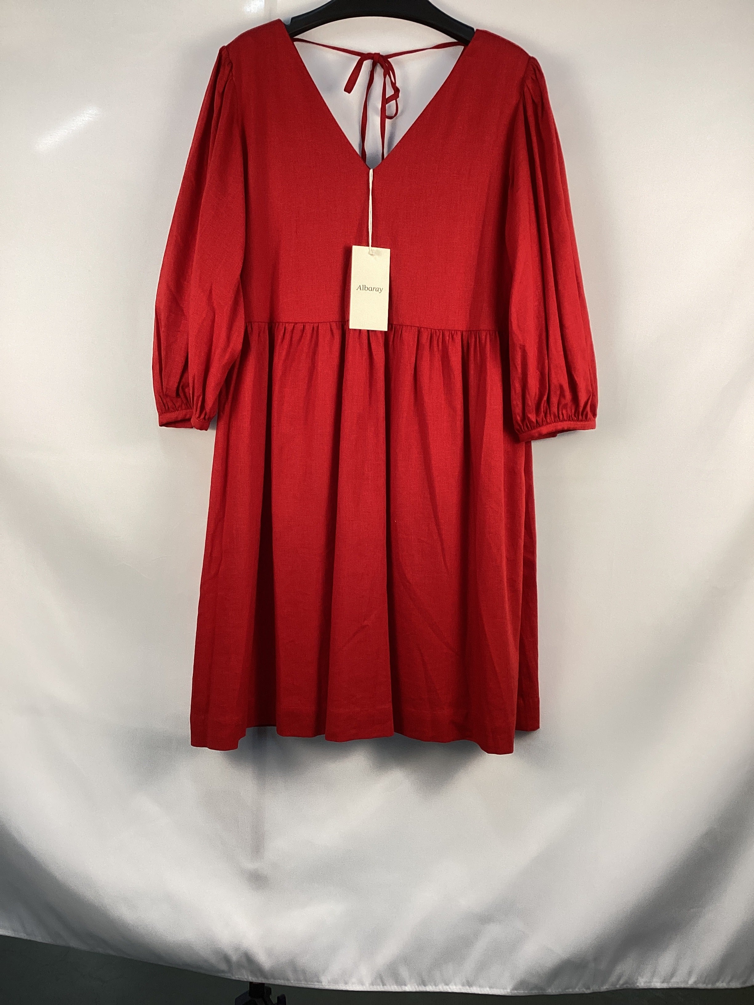 Re-Loved Linen Blend Short V Neck Dress - Size 12