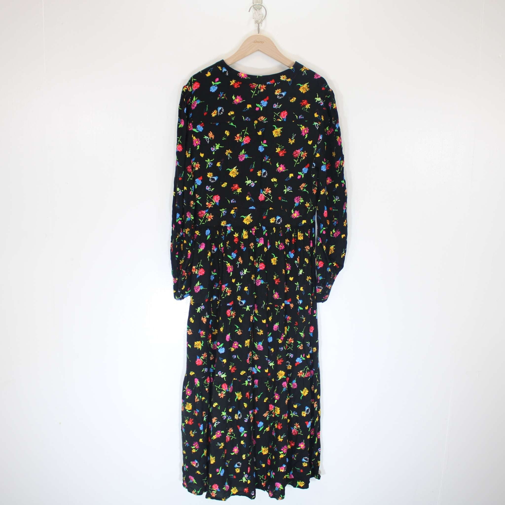 Re-Loved Bright Floral Tiered Midi Dress Size 12