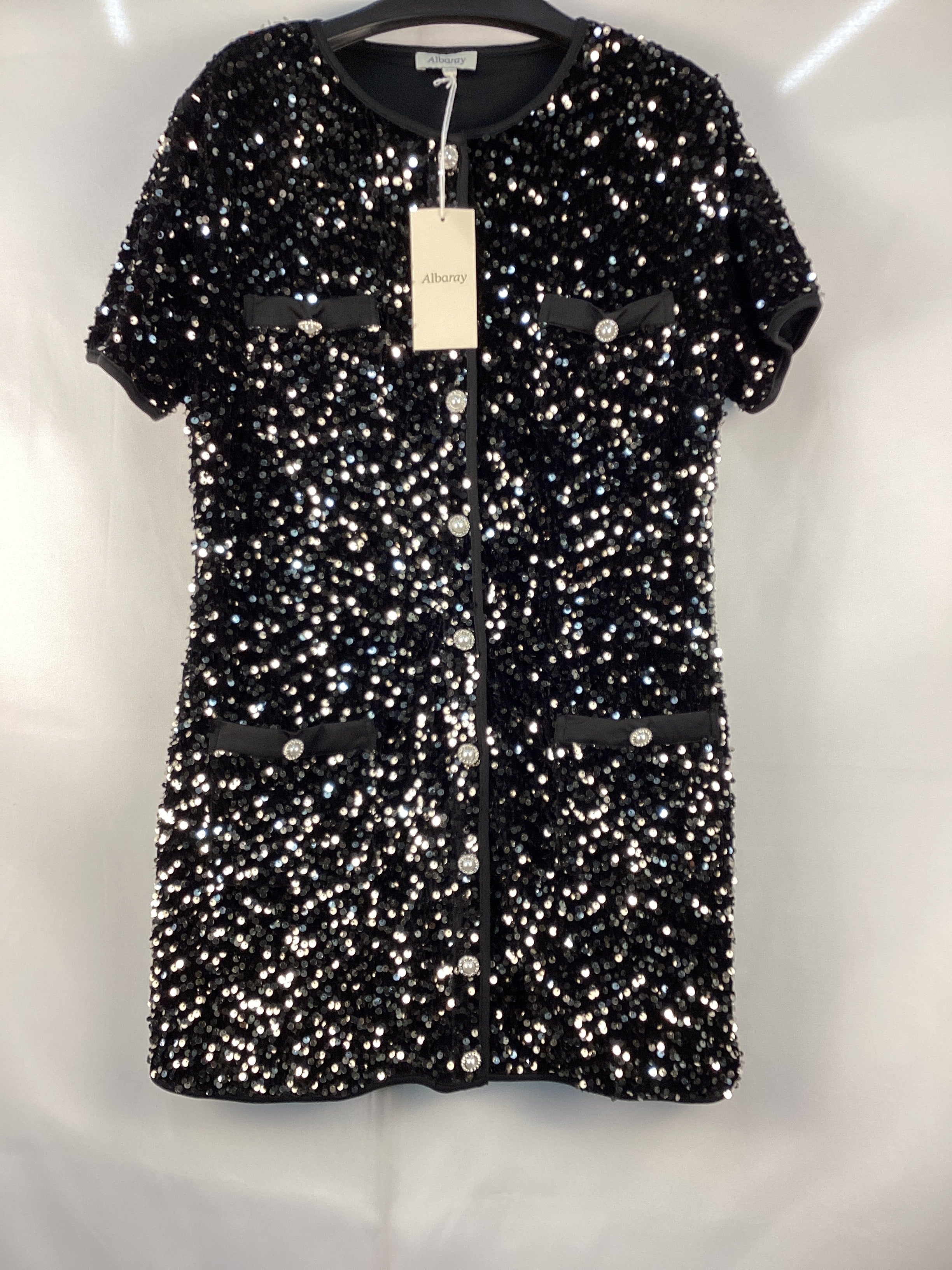 Re-Loved Velvet Sequin Pocket Dress - Size 14