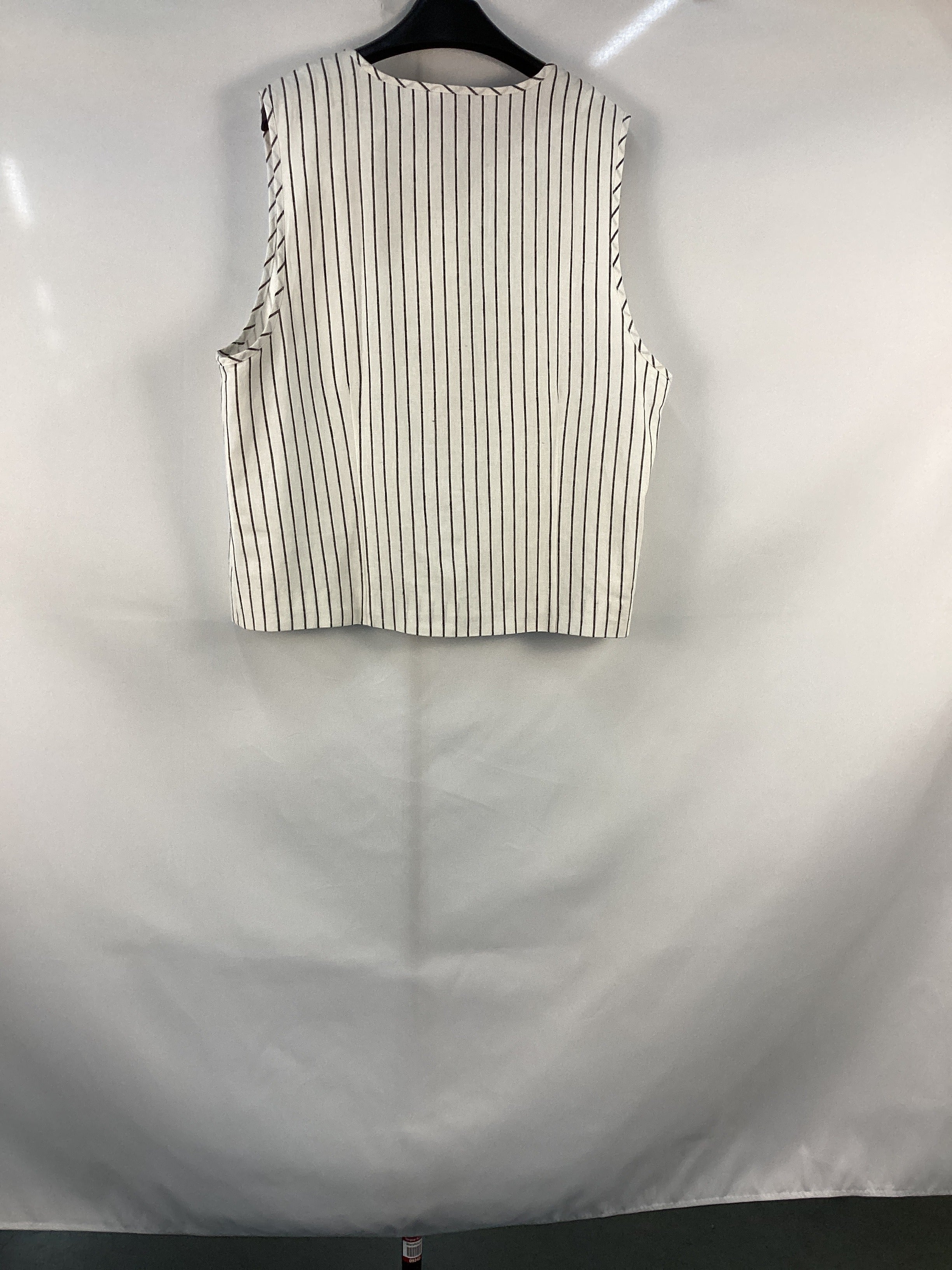 Re-Loved Stripe Linen Blend Tie Waistcoat - Size 18