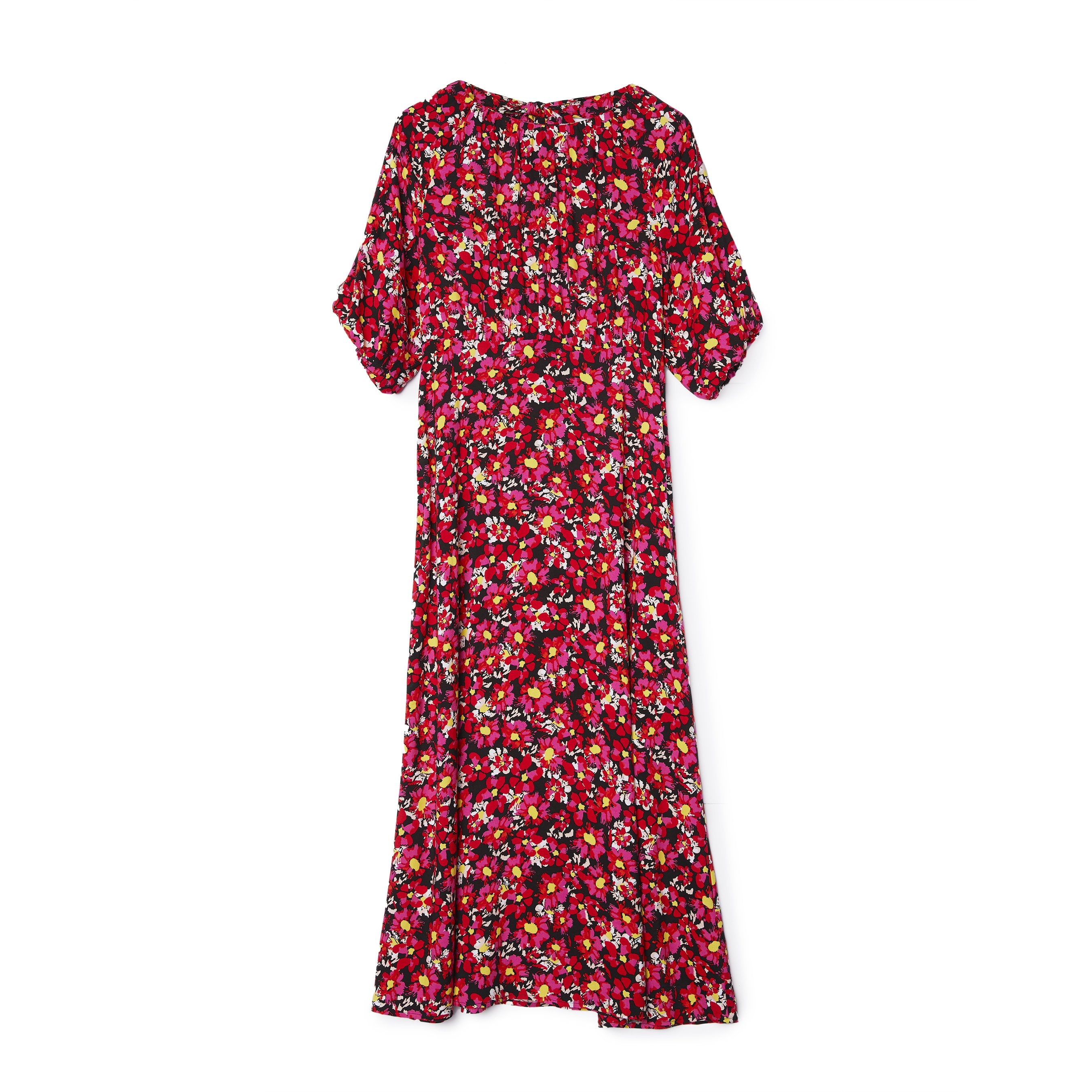 Re-Loved Bold Carnation Print Midi Dress - Size 16