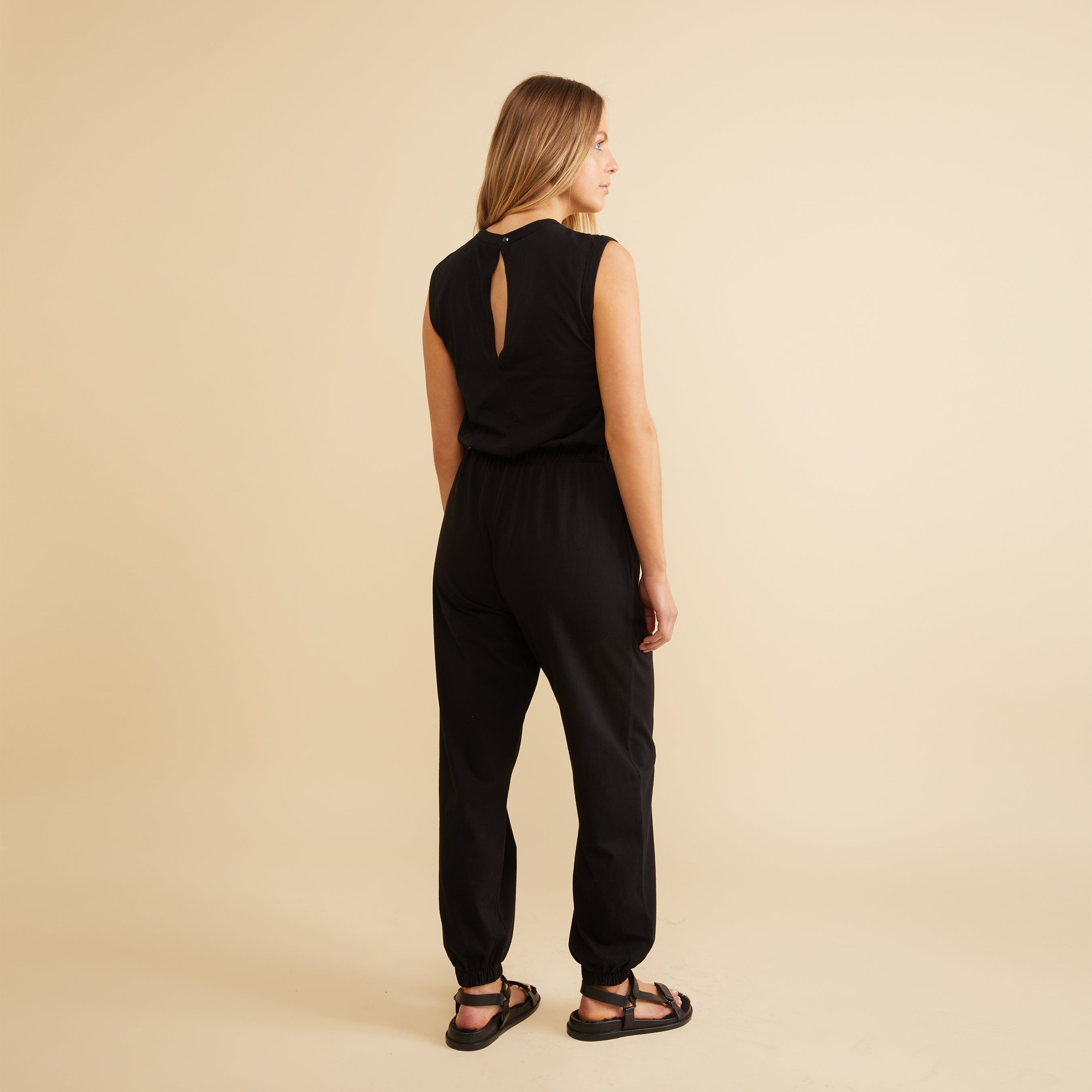 Re-Loved  Organic Cotton Black Tank Jumpsuit - Size 18