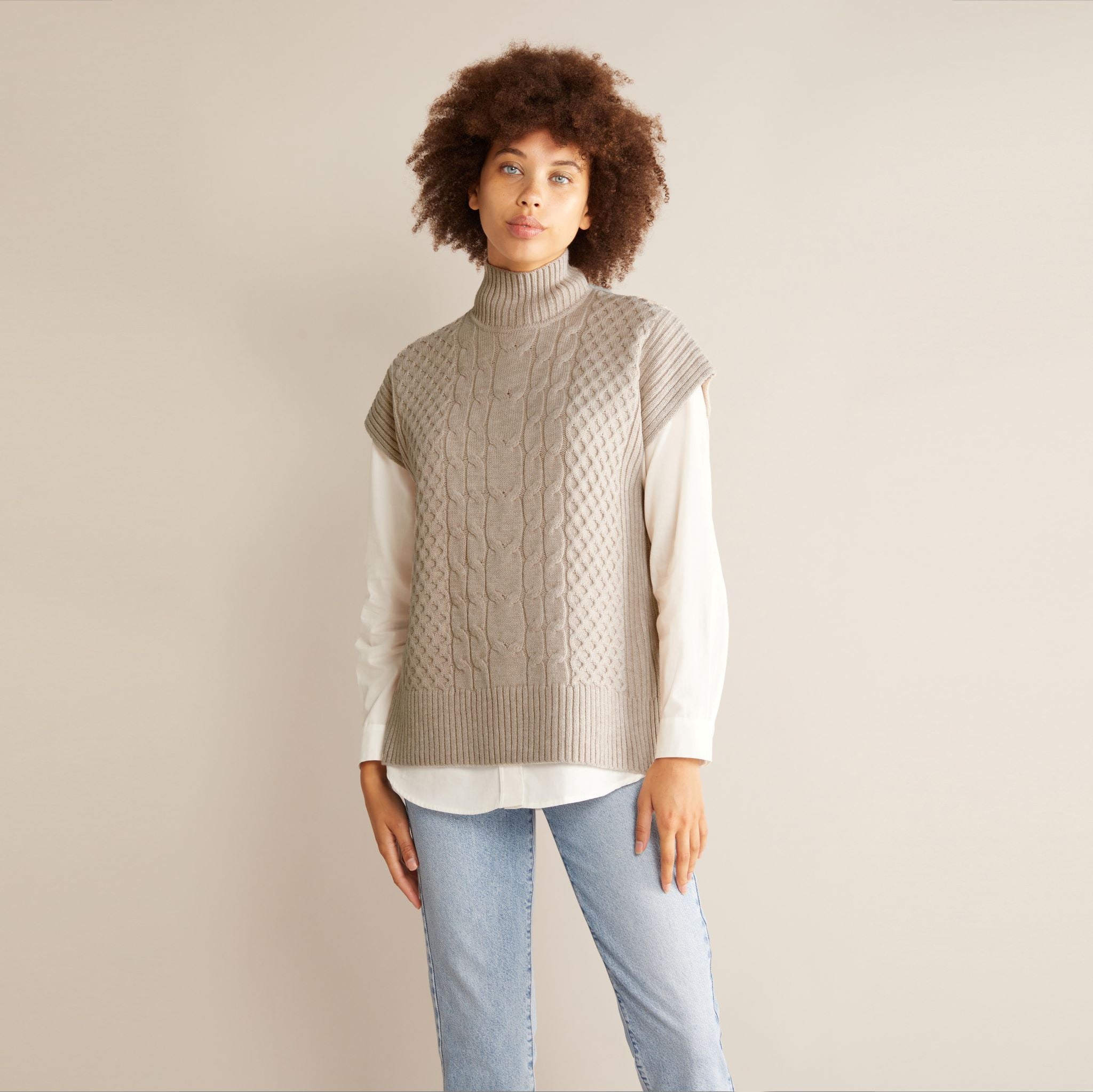 Re-Loved  Oatmeal Cable Tabard Knit - Size 12
