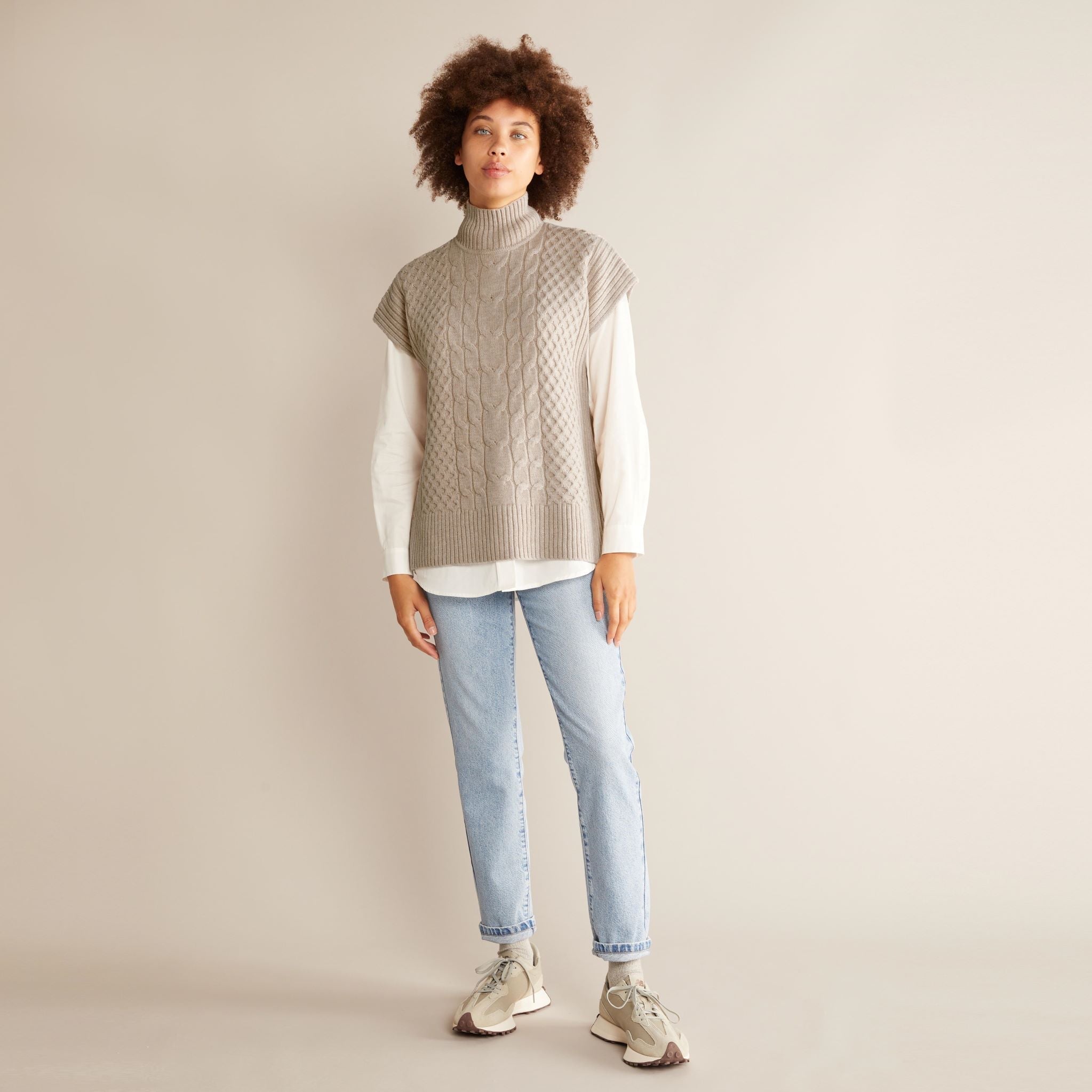 Re-Loved  Oatmeal Cable Tabard Knit - Size 12