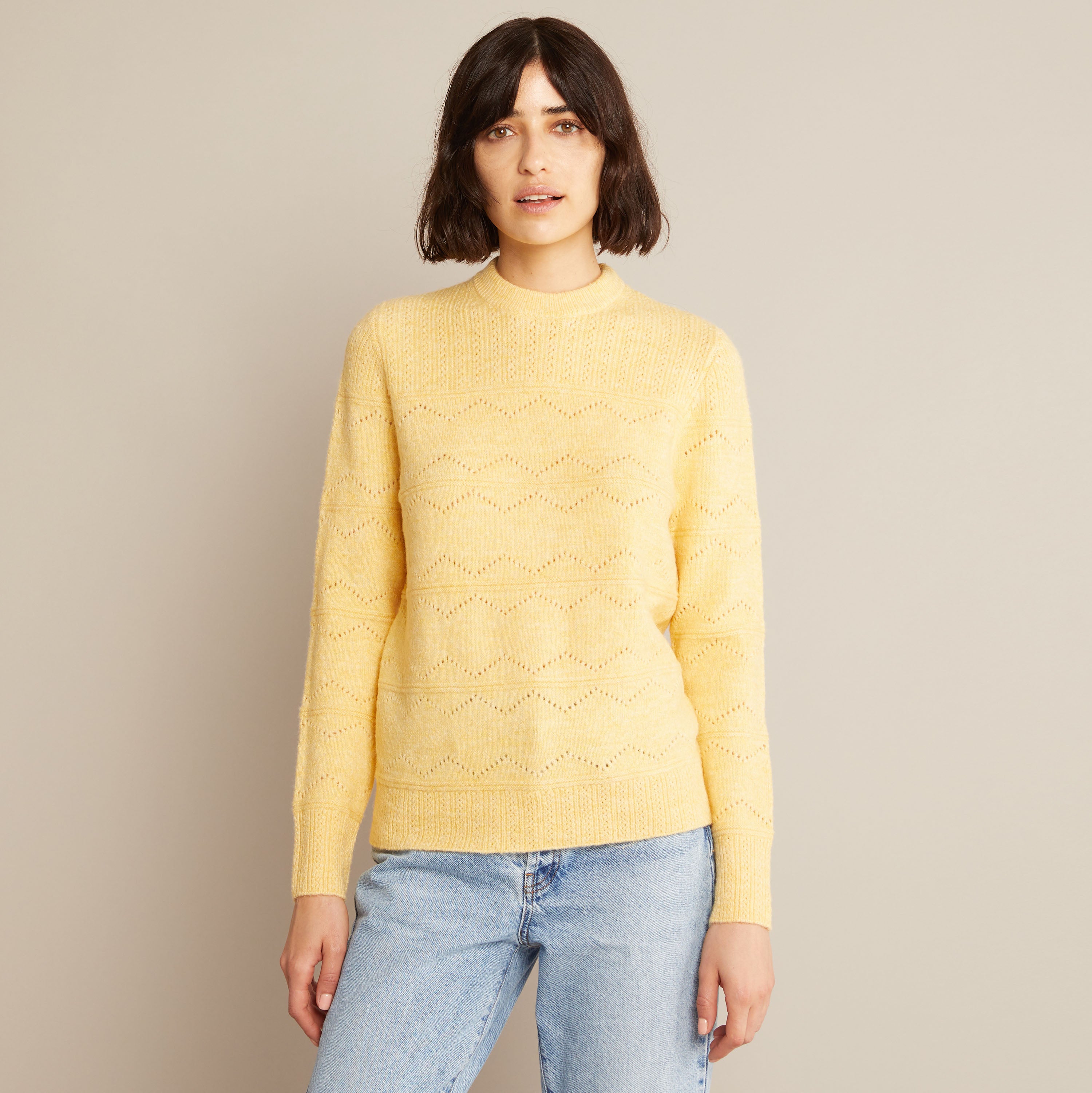 Re-Loved Lemon Pointelle Jumper Size 18