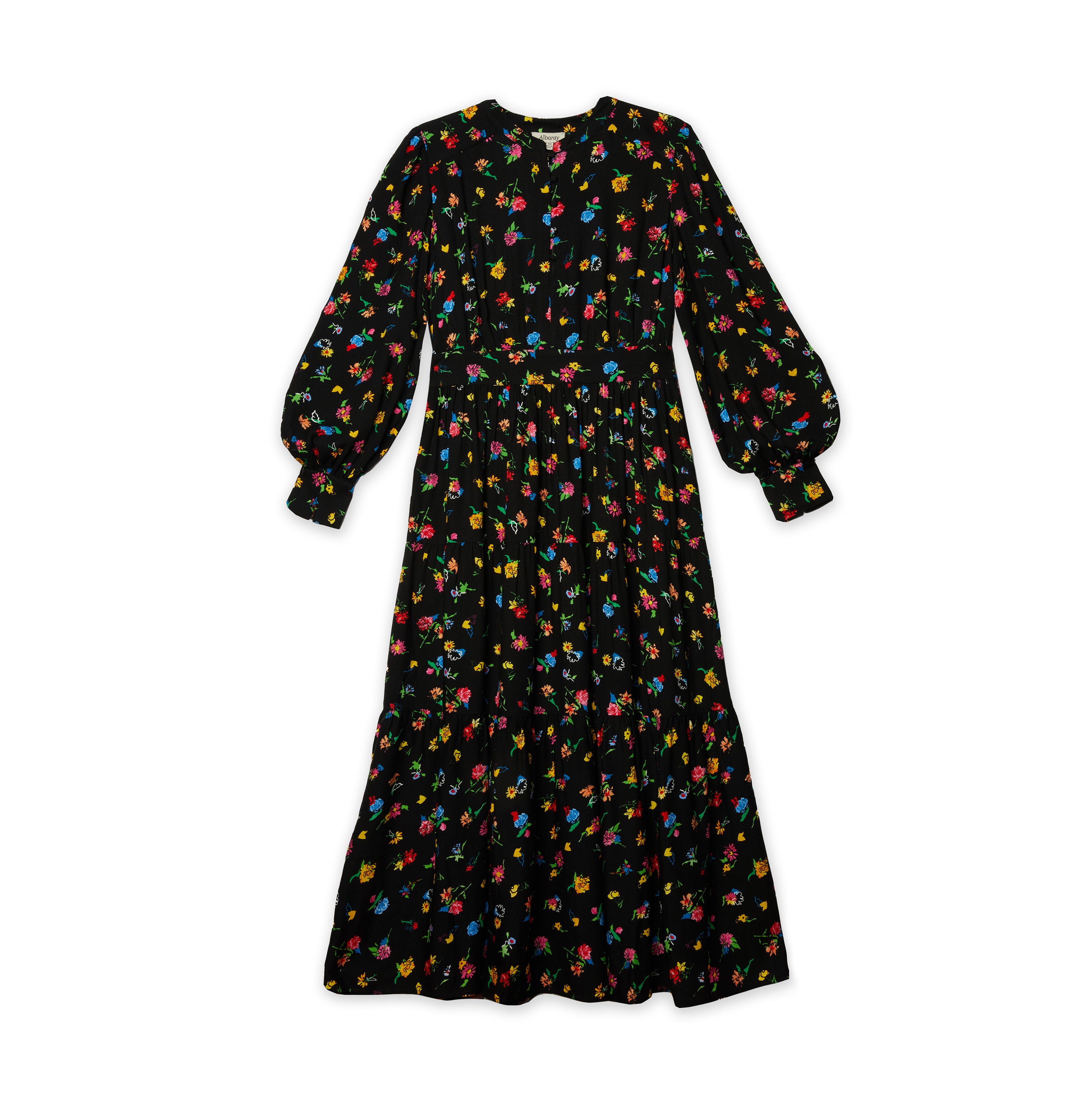 Re-Loved Bright Floral Tiered Midi Dress Size 12