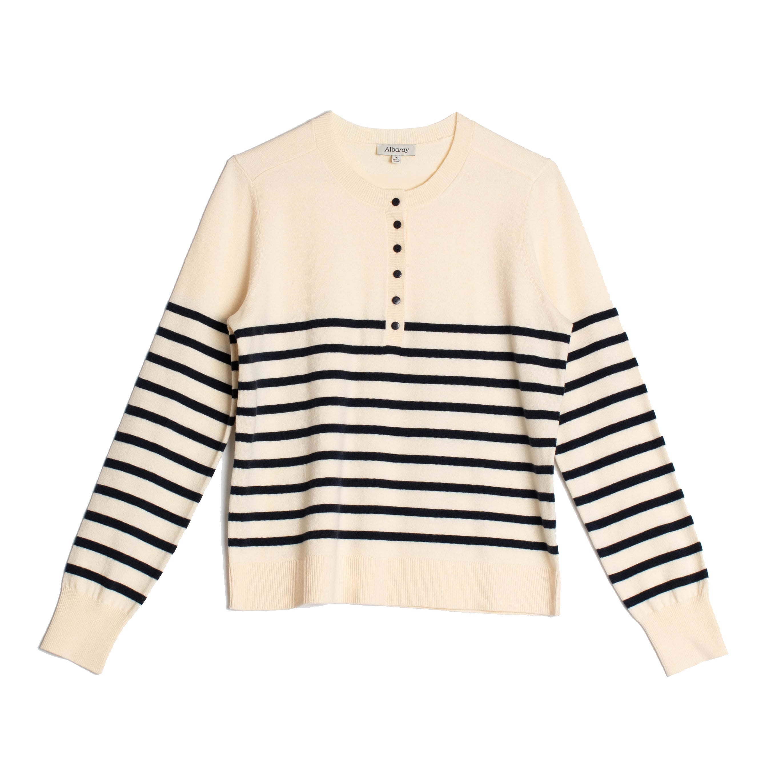 Re-Loved  Stripe Button Crew Neck Jumper - Size 10