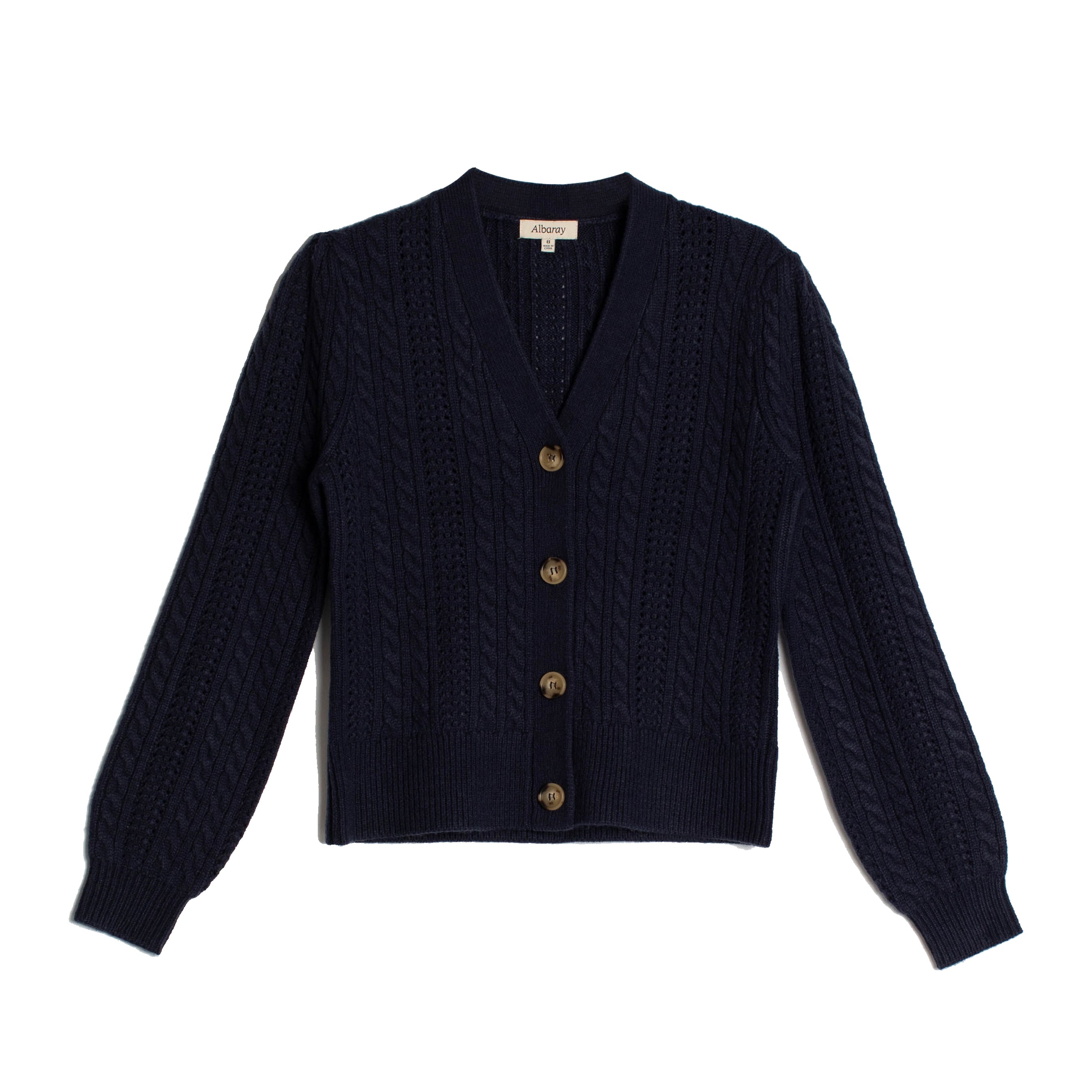 Re-Loved Navy Cable V Neck Cardigan Size 10