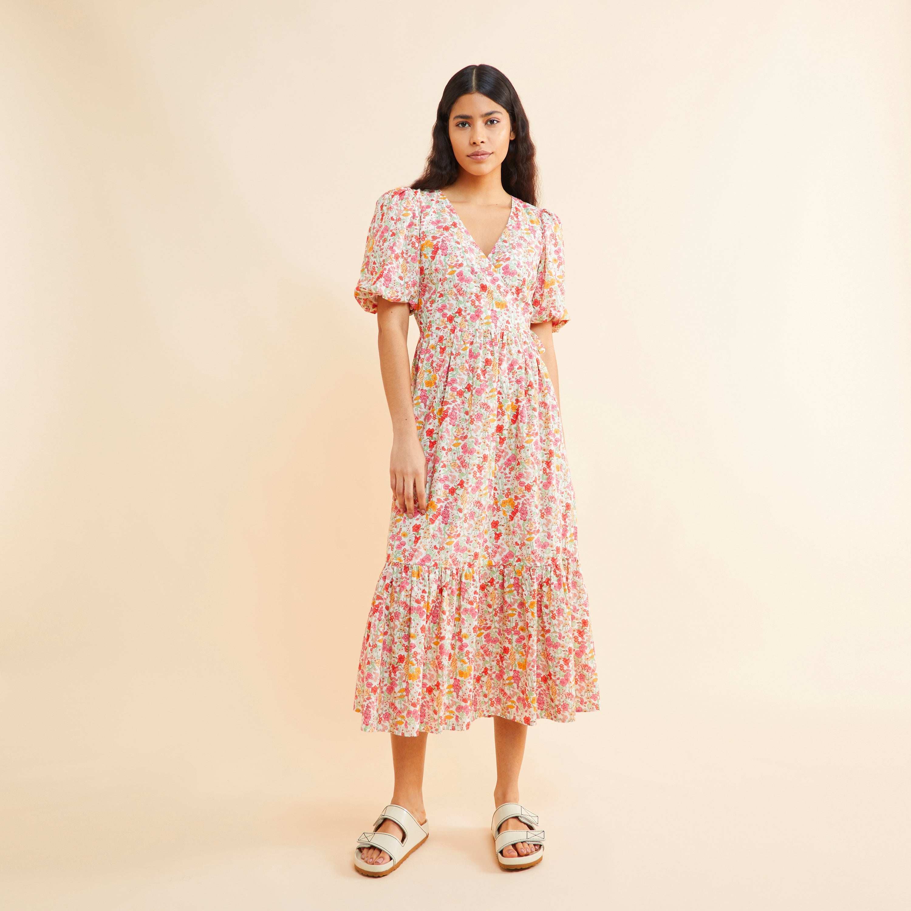 Re-Loved Organic Cotton Delicate Floral Wrap Dress - Size 16