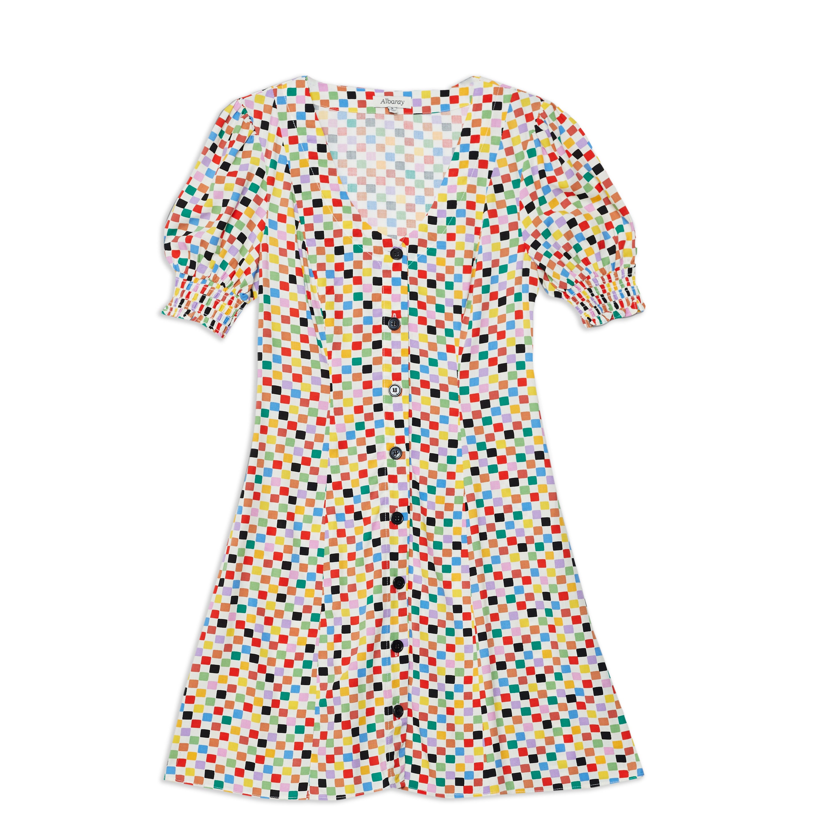 Re-Loved Chequerboard Button Short Dress Size 12